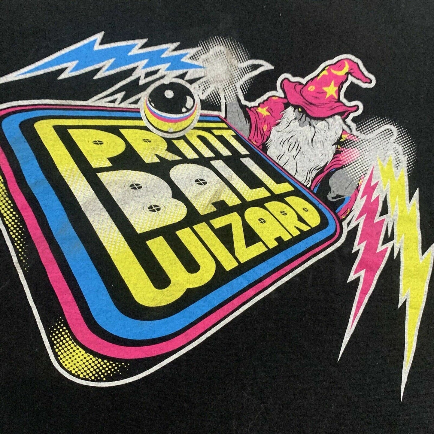Print Ball Wizard Mens Black T-Shirt Size Small