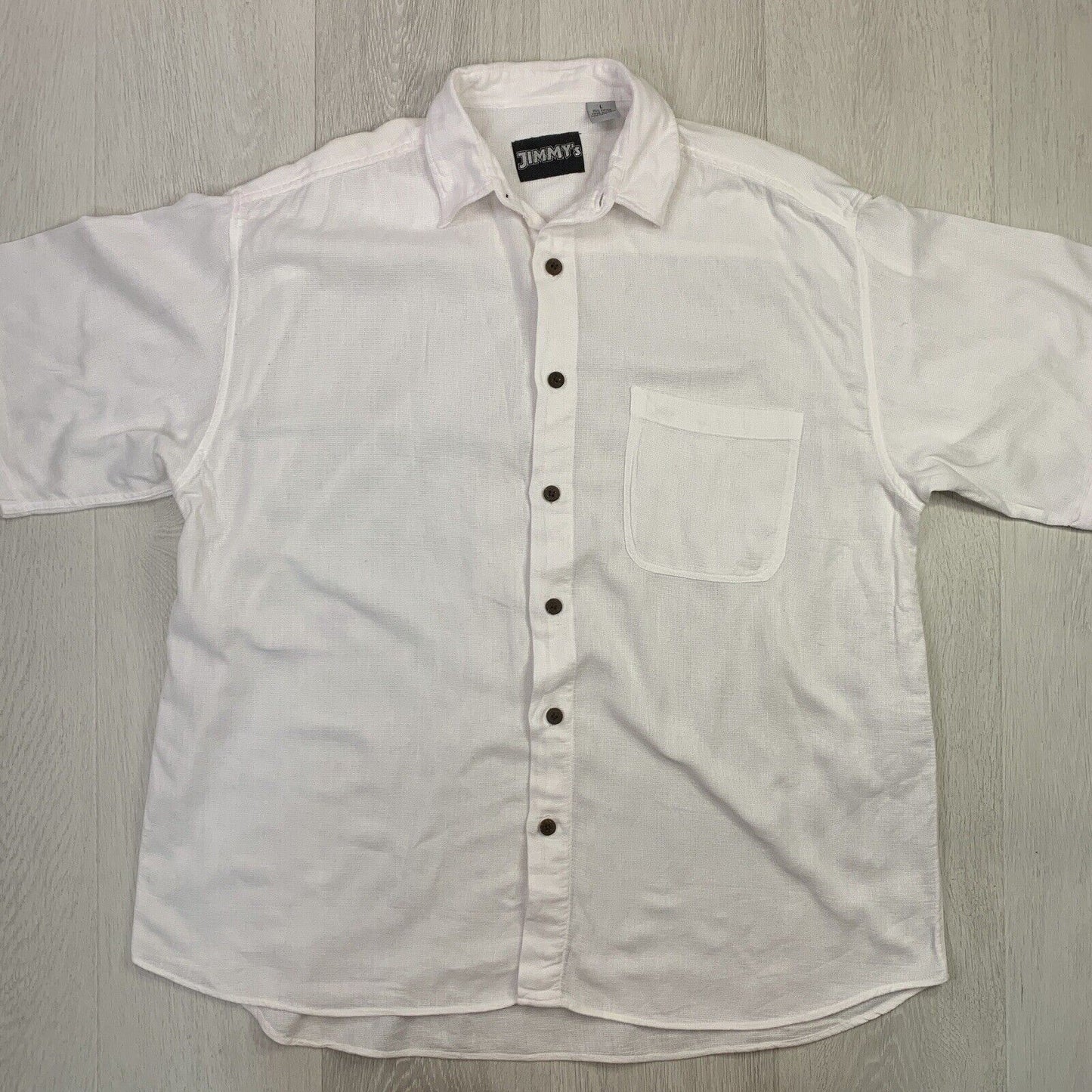 Jimmy's Short Sleeve Button Up Shirt White Size Large