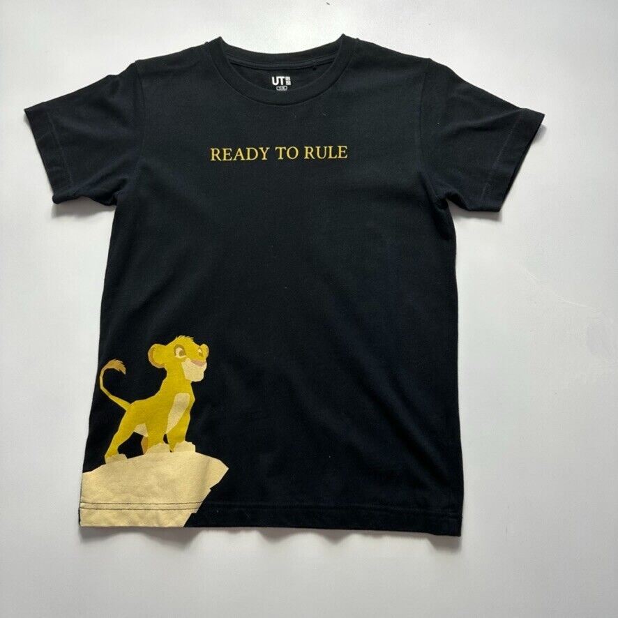 Uniqlo x Disney Lion King Simba Kids Black T-Shirt Size 9-10 Years