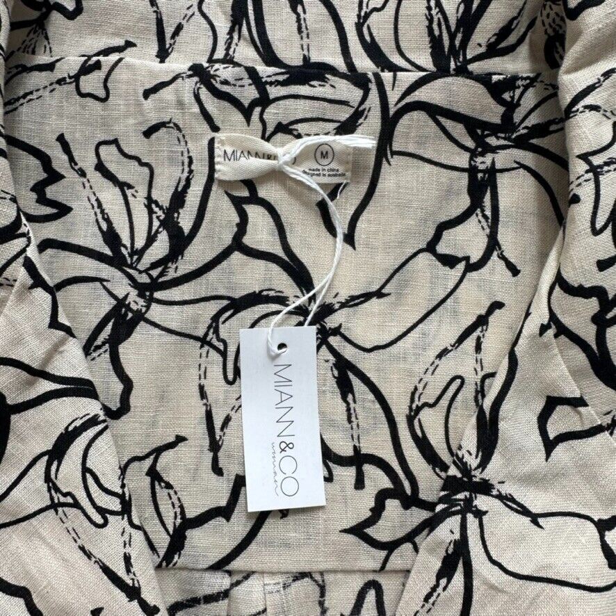 Miann & Co Womens Rebecca Wide Neck Shirt - Floral Sketch Size M (RRP $129.95)