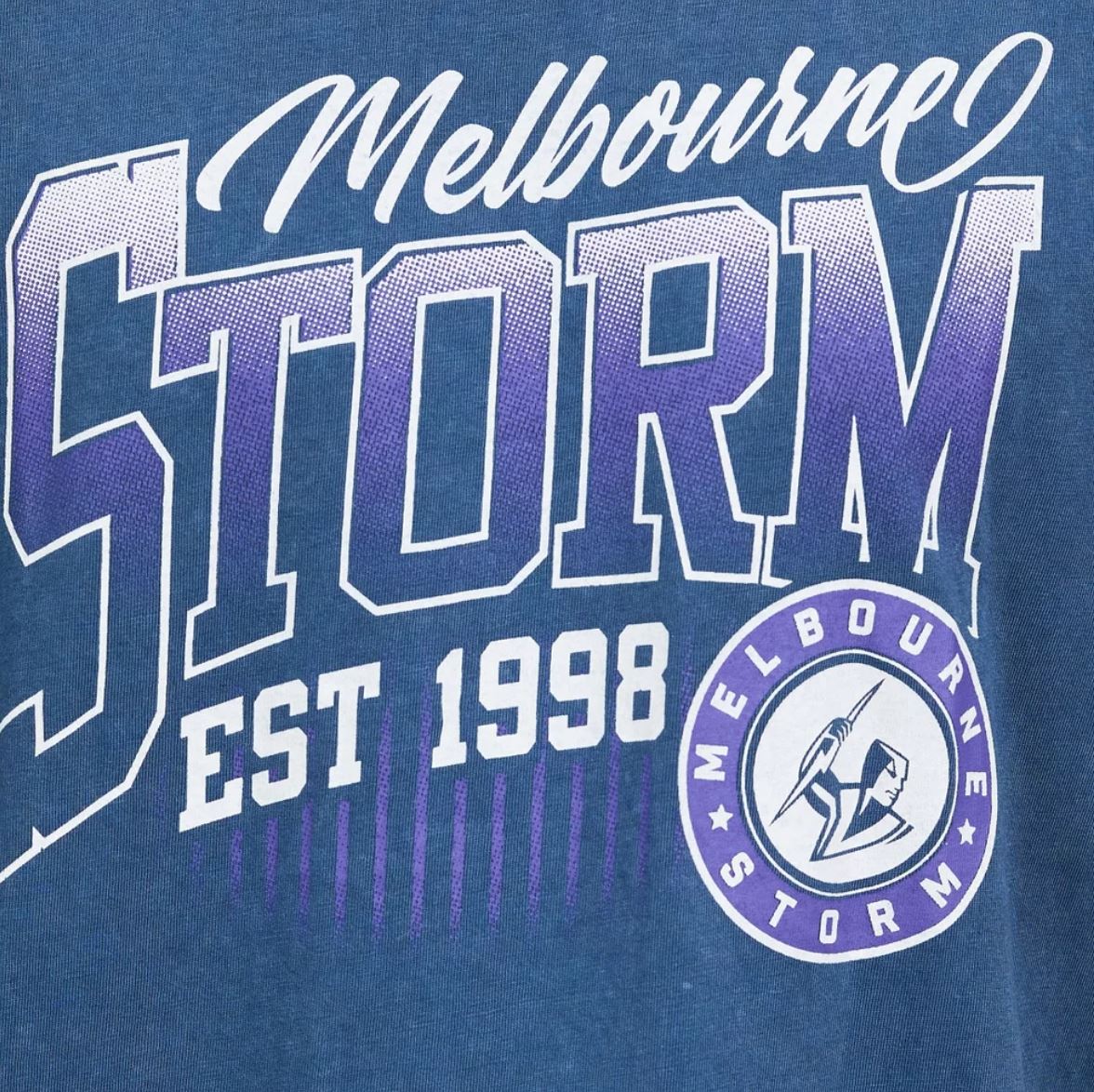 NRL Melbourne Storm Mens Blue T-Shirt Size Medium (new)