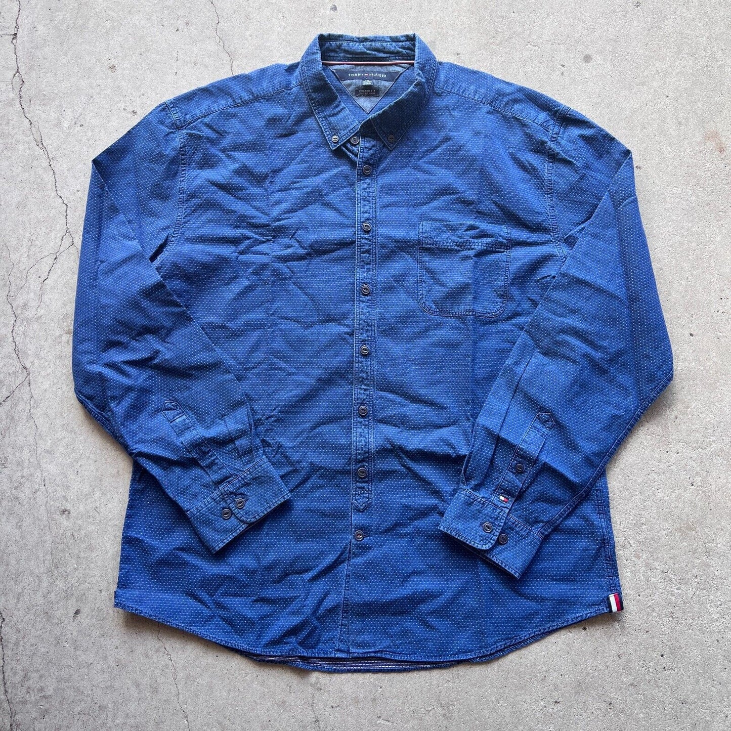 Tommy Hilfiger Custom Fit Mens Long Sleeve Button Up Size 2XL