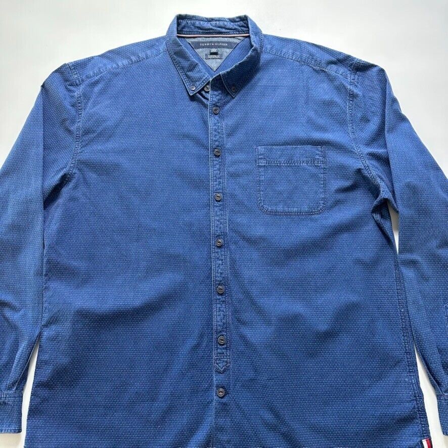 Tommy Hilfiger Custom Fit Mens Long Sleeve Button Up Size 2XL