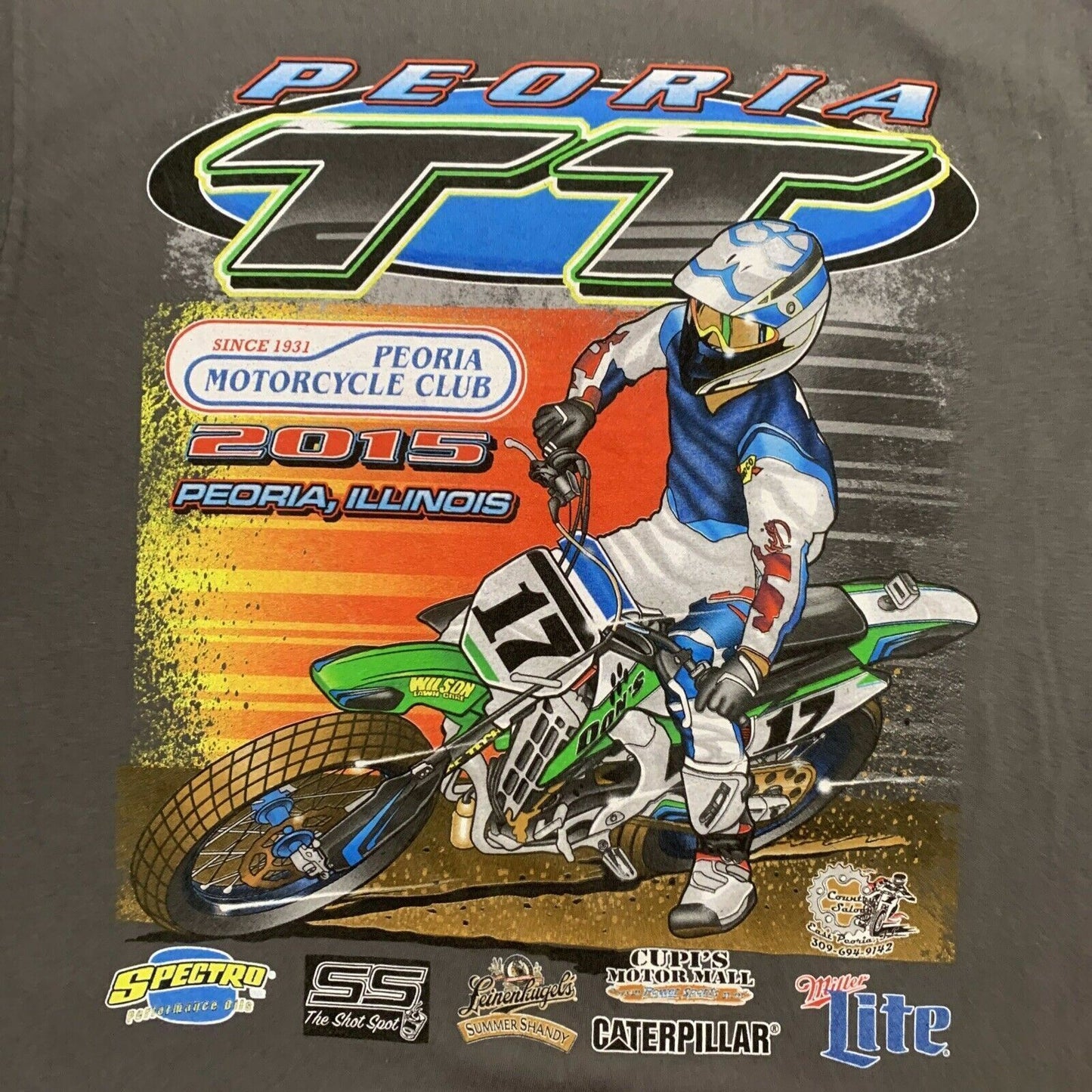 Peoria Motorcycle Club Illinois 2015 Mens Grey T-Shirt Size M