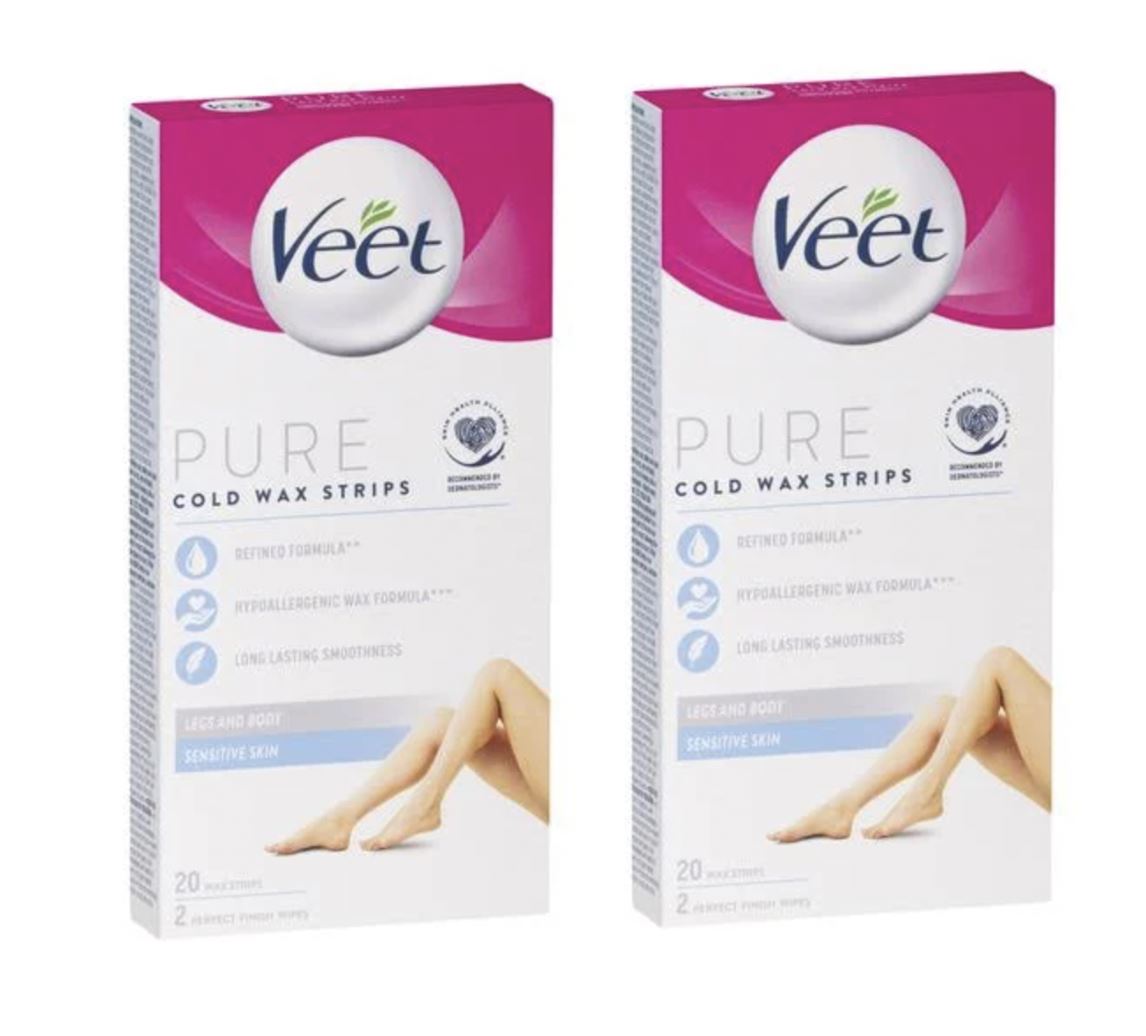 Veet Pure Cold Wax Strips Leg 20 Pack Legs & Body Sensitive Skin (2 Packs)