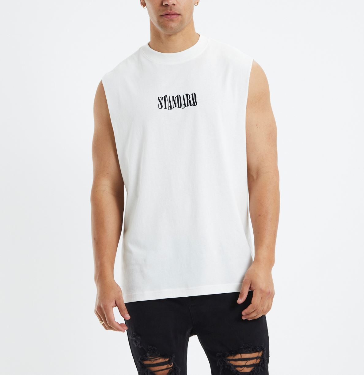 Standard Brand White Muscle T-Shirt Size Medium (New)