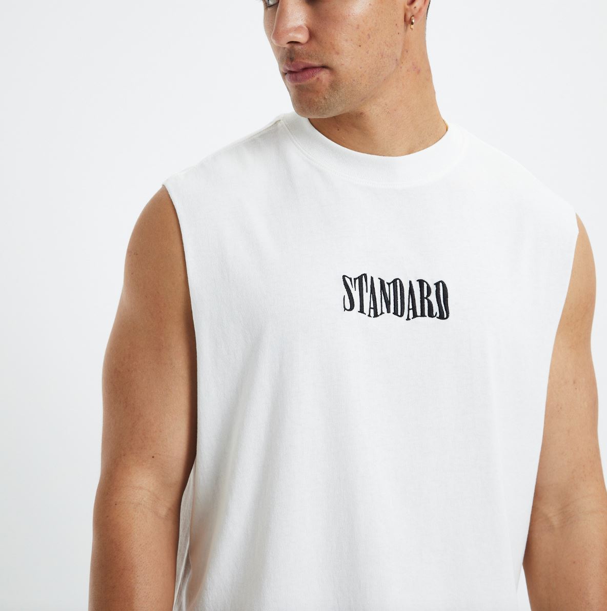 Standard Brand White Muscle T-Shirt Size Medium (New)