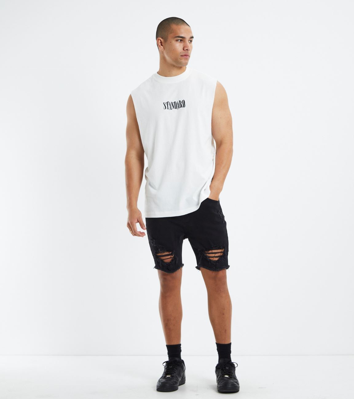 Standard Brand White Muscle T-Shirt Size Medium (New)