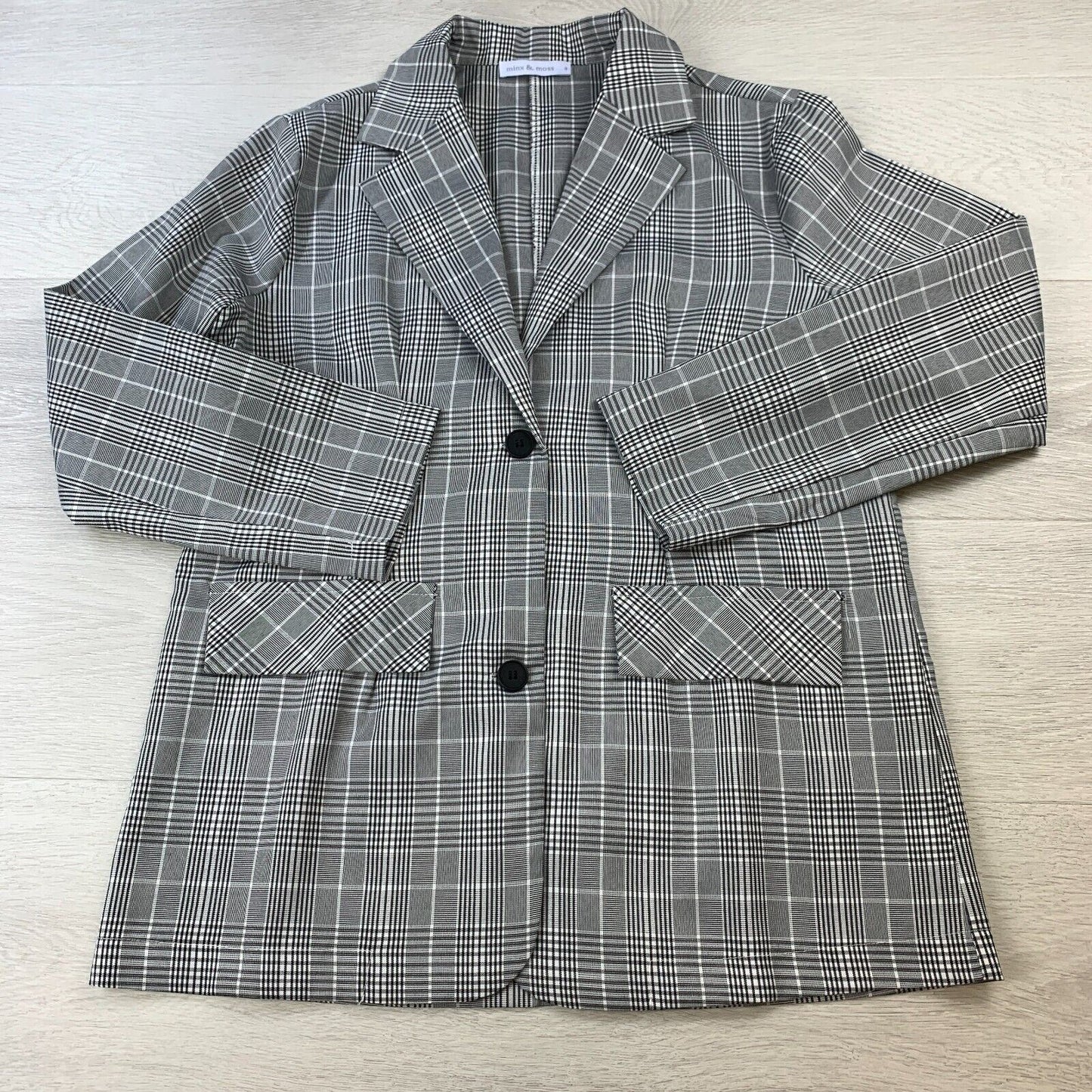 Minx & Moss Womens 2 Button Plaid Blazer Size 8