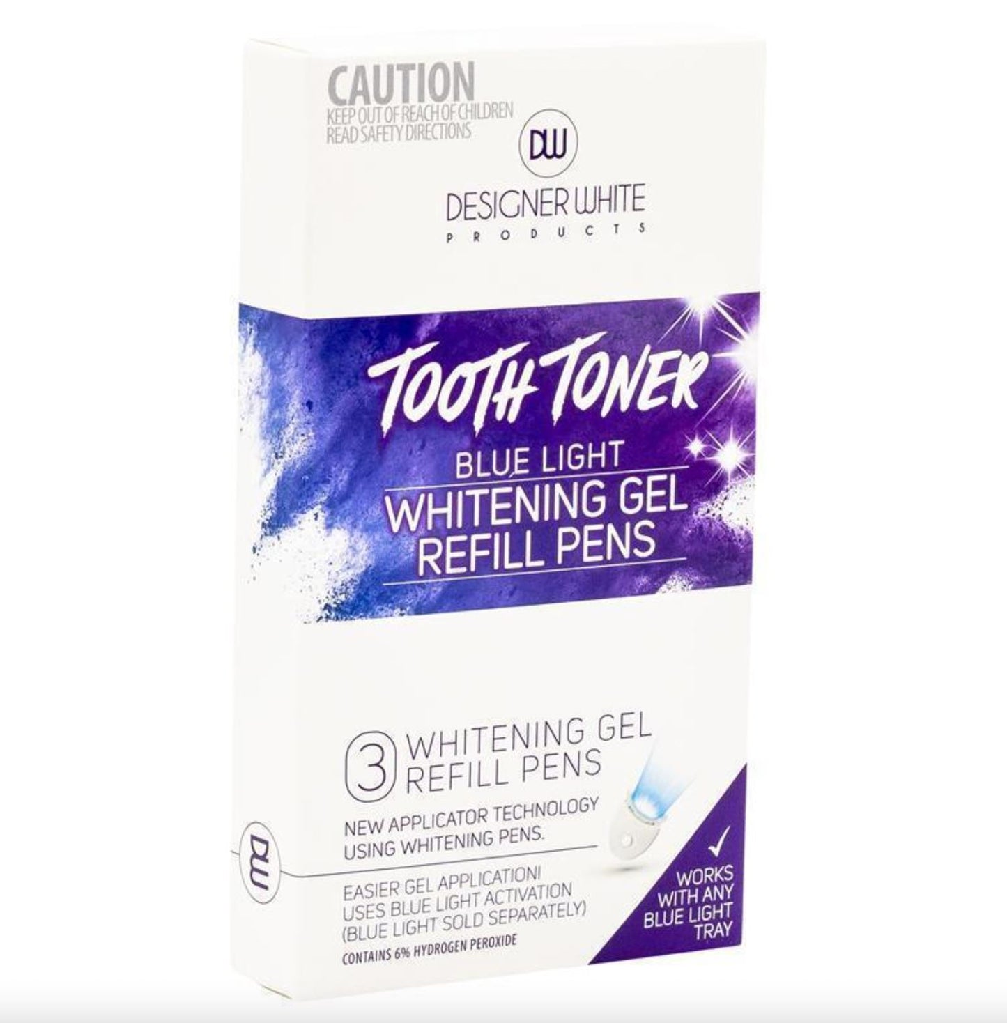 Designer White Tooth Toner Blue Light Teeth Whitening Gel Refill Pens (3 boxes)