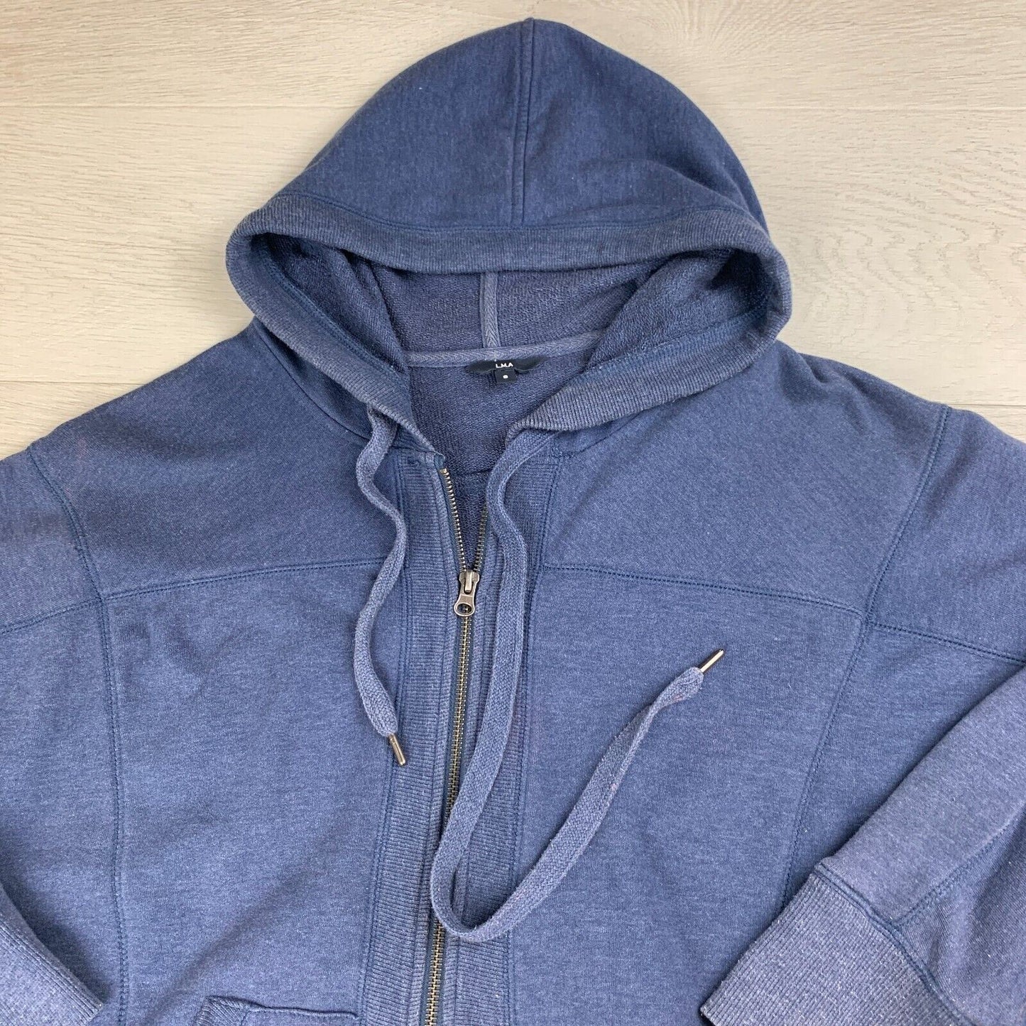 L.M.A Womens Cropped Oversized Full Zip Navy Hoodie Size Small