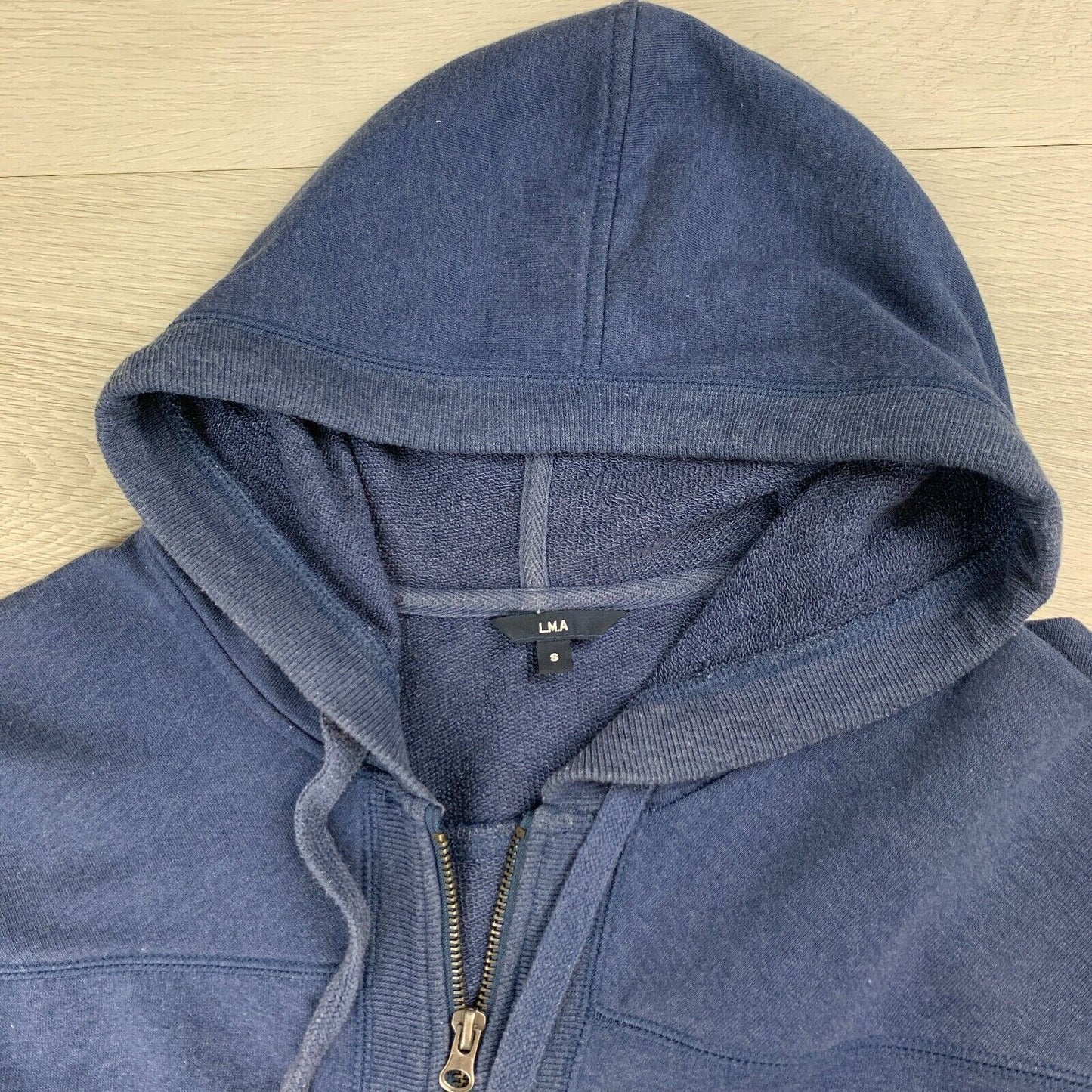 L.M.A Womens Cropped Oversized Full Zip Navy Hoodie Size Small