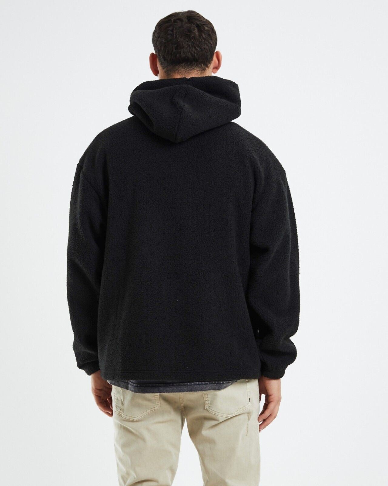 Standard Mens Fleecy Black Sherpa Hoodie Size M (New)