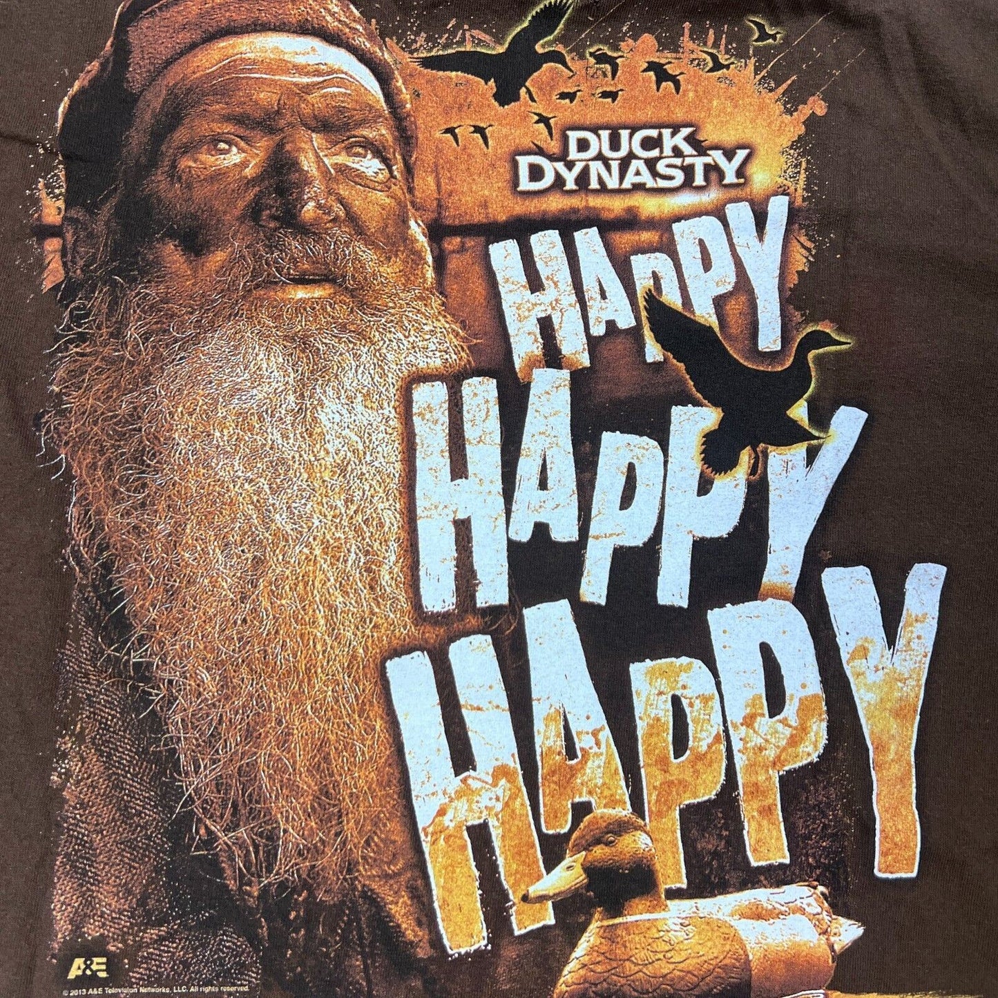 Duck Dynasty Happy Happy Happy Mens Brown T-Shirt Size XL