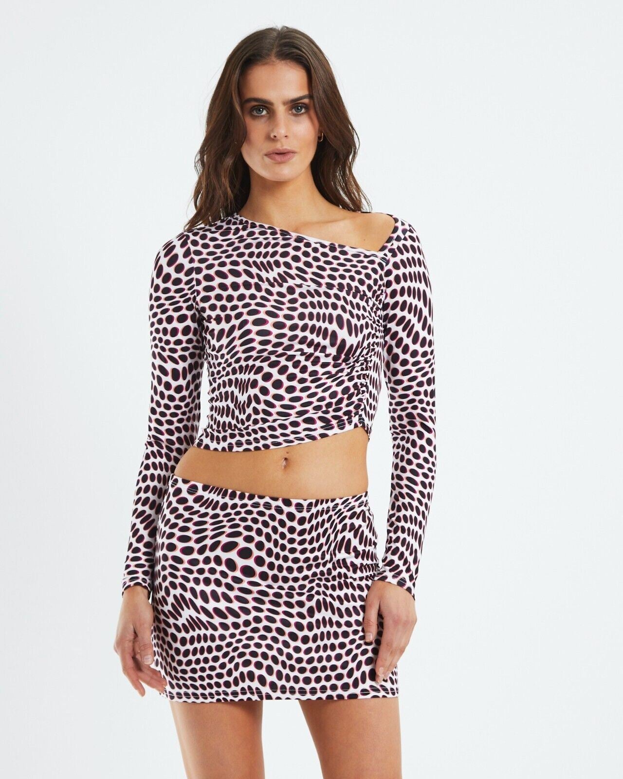 Neon Hart Cut Out Gathered Side Mesh Top Size XS (New)