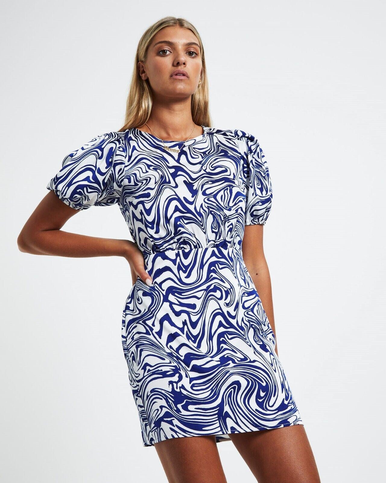Alice In The Eve Swirl Print Puff Sleeve Womens Dress Size XS (New)