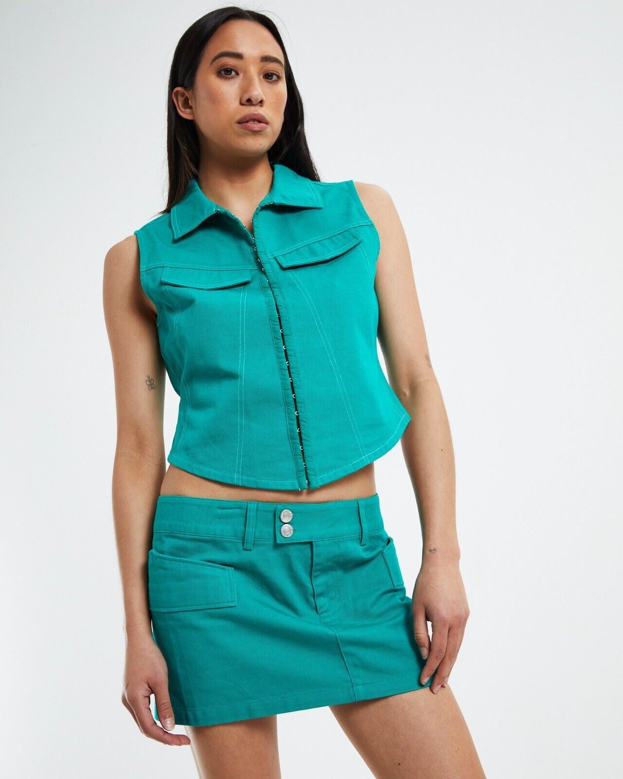 Neon Hart Green Low Mini Skirt Size Medium (New)