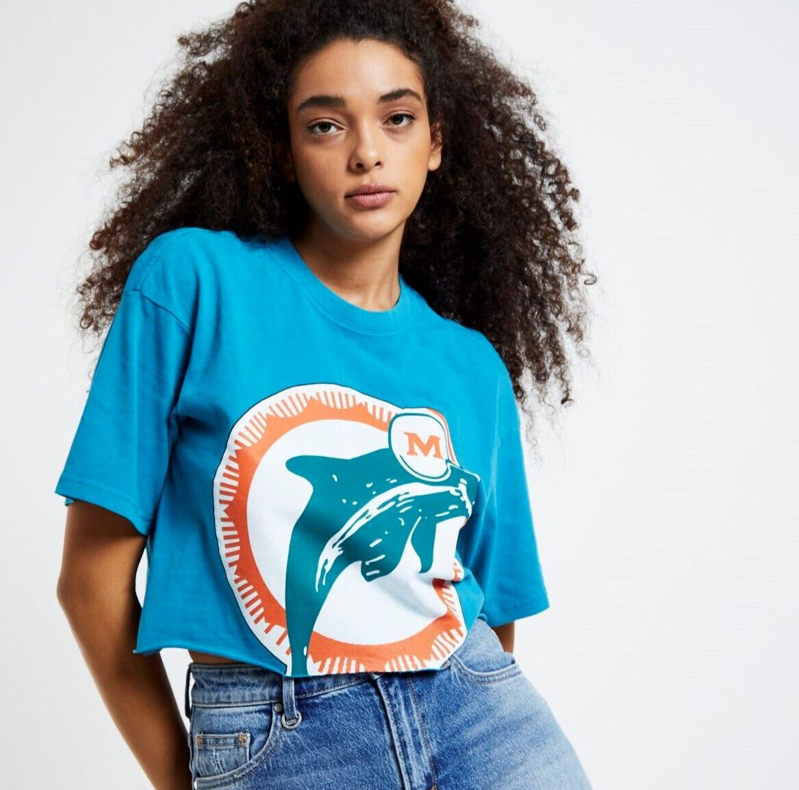 Mitchell & Ness Miami Dolphins Vintage Womens Cropped T-Shirt Size M (New)