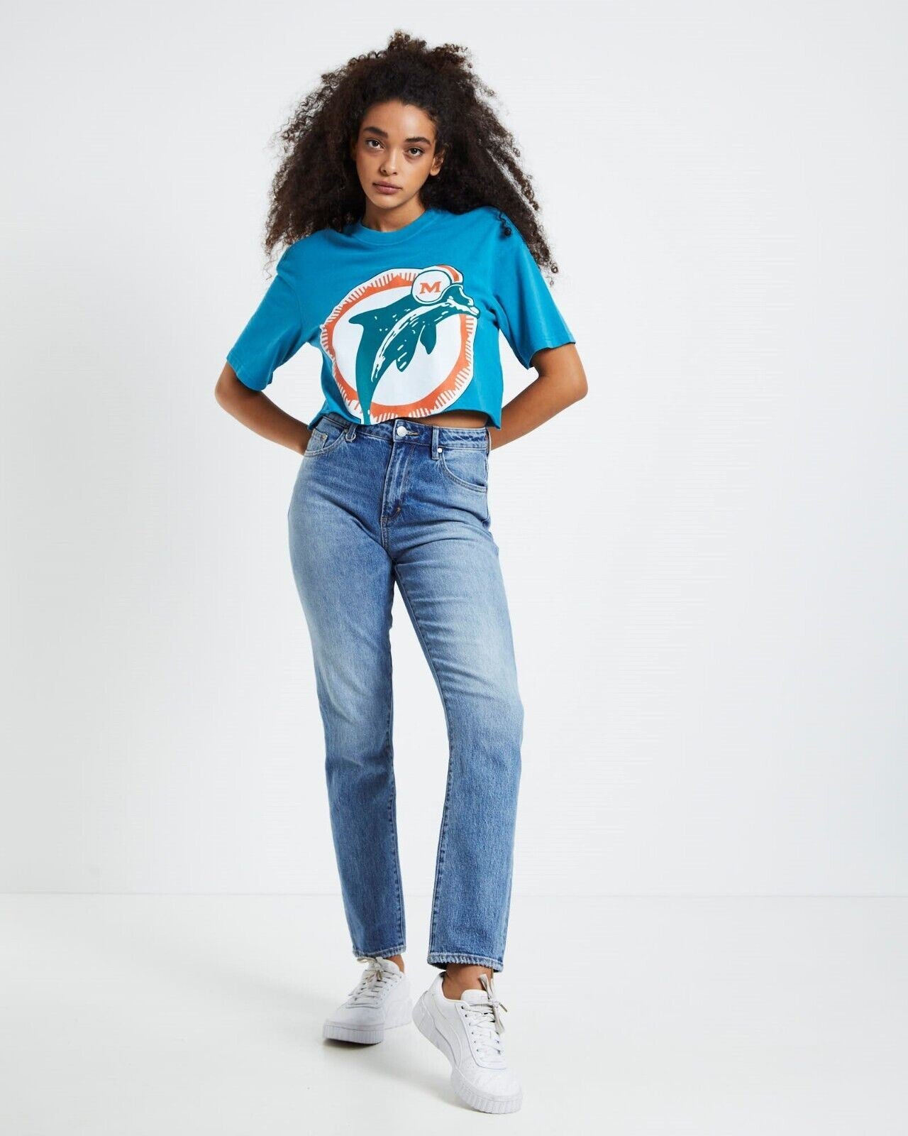 Mitchell & Ness Miami Dolphins Vintage Womens Cropped T-Shirt Size M (New)