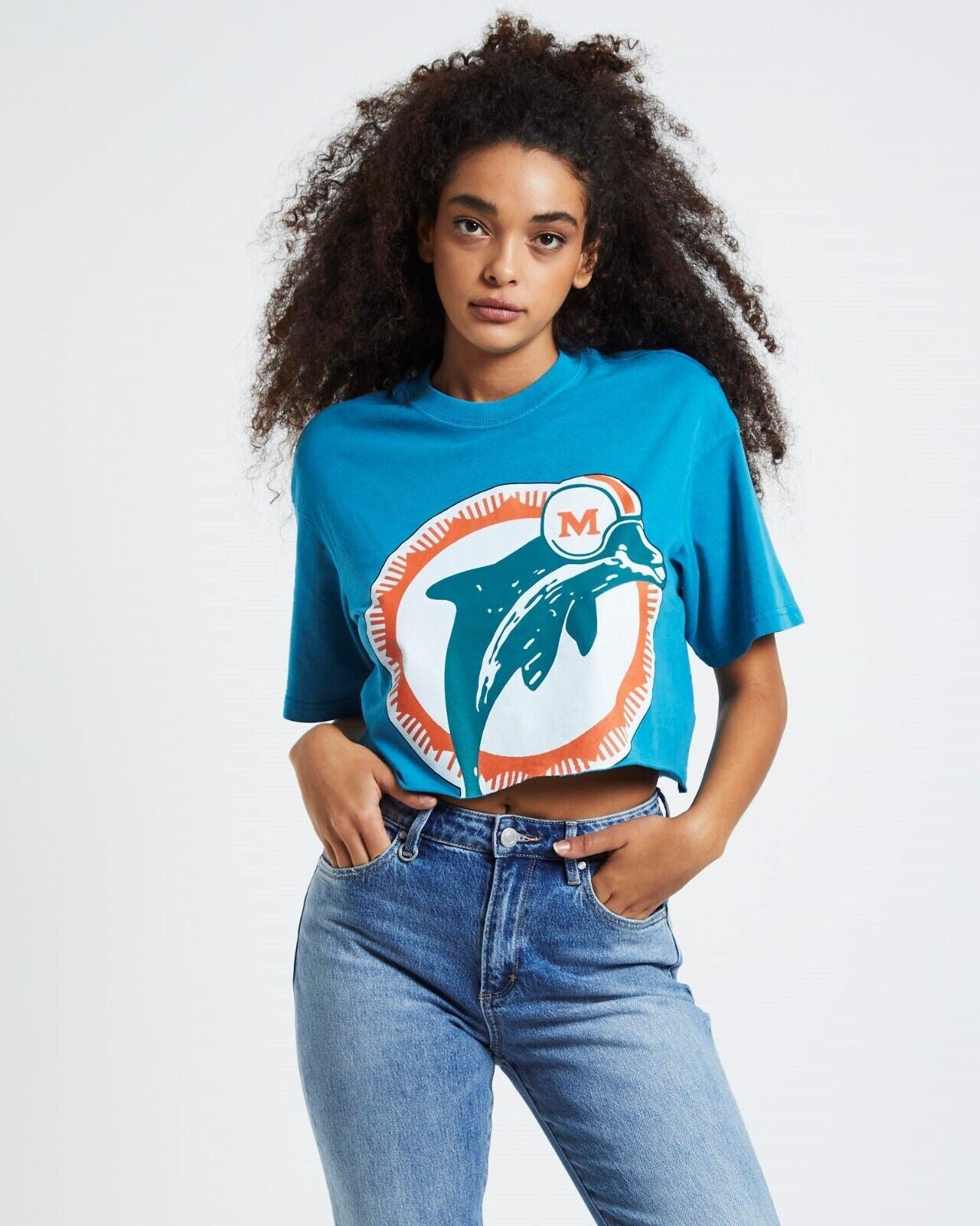 Mitchell & Ness Miami Dolphins Vintage Womens Cropped T-Shirt Size M (New)