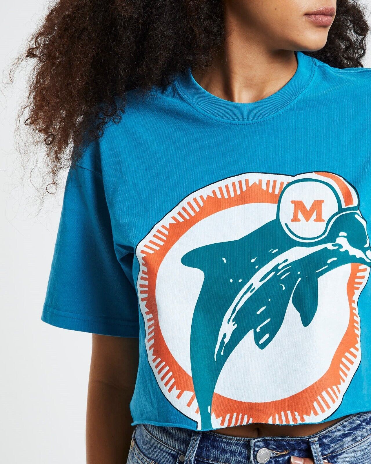 Mitchell & Ness Miami Dolphins Vintage Womens Cropped T-Shirt Size M (New)
