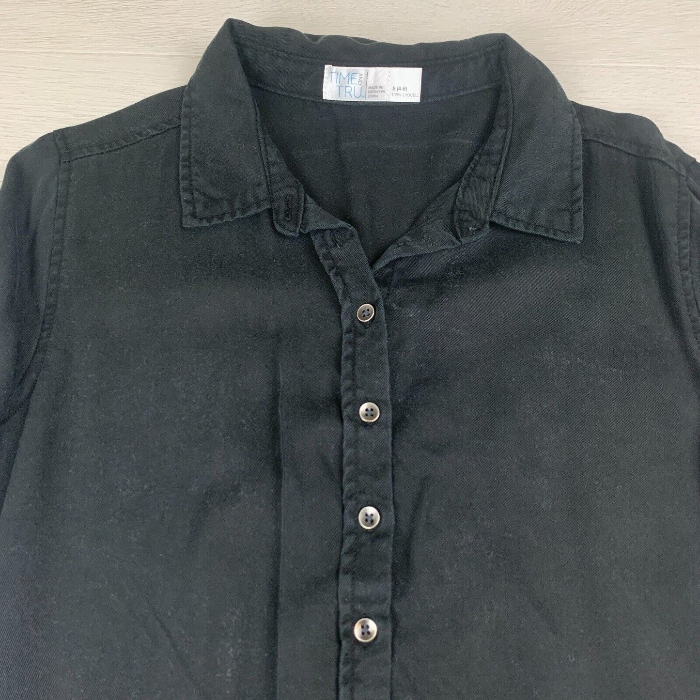 Time and Tru Womens Black Sleeve Top Size Small