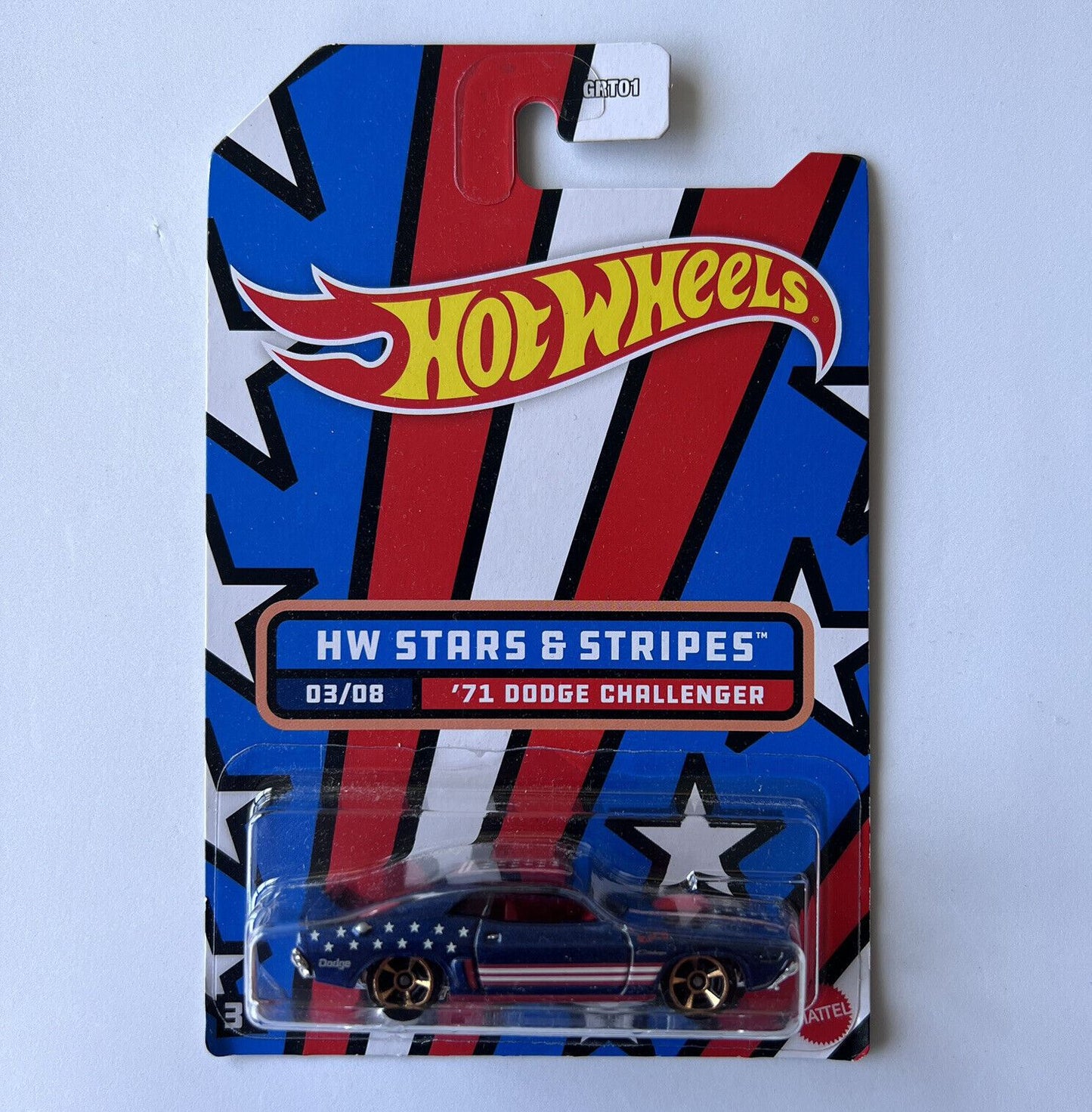 Hot Wheels: HW Stars & Stripes '71 Dodge Challenger 03/08 Die Cast Model Car