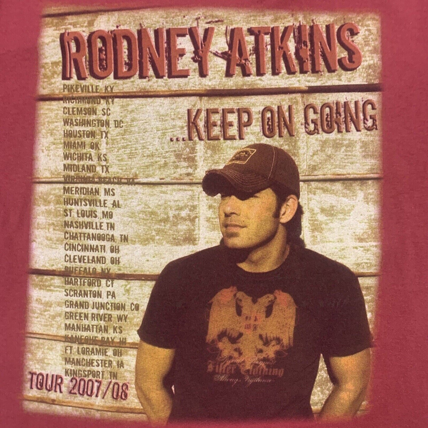 Rodney Atkins Country Music Tour 2007/08 Mens Red T-Shirt Size Medium