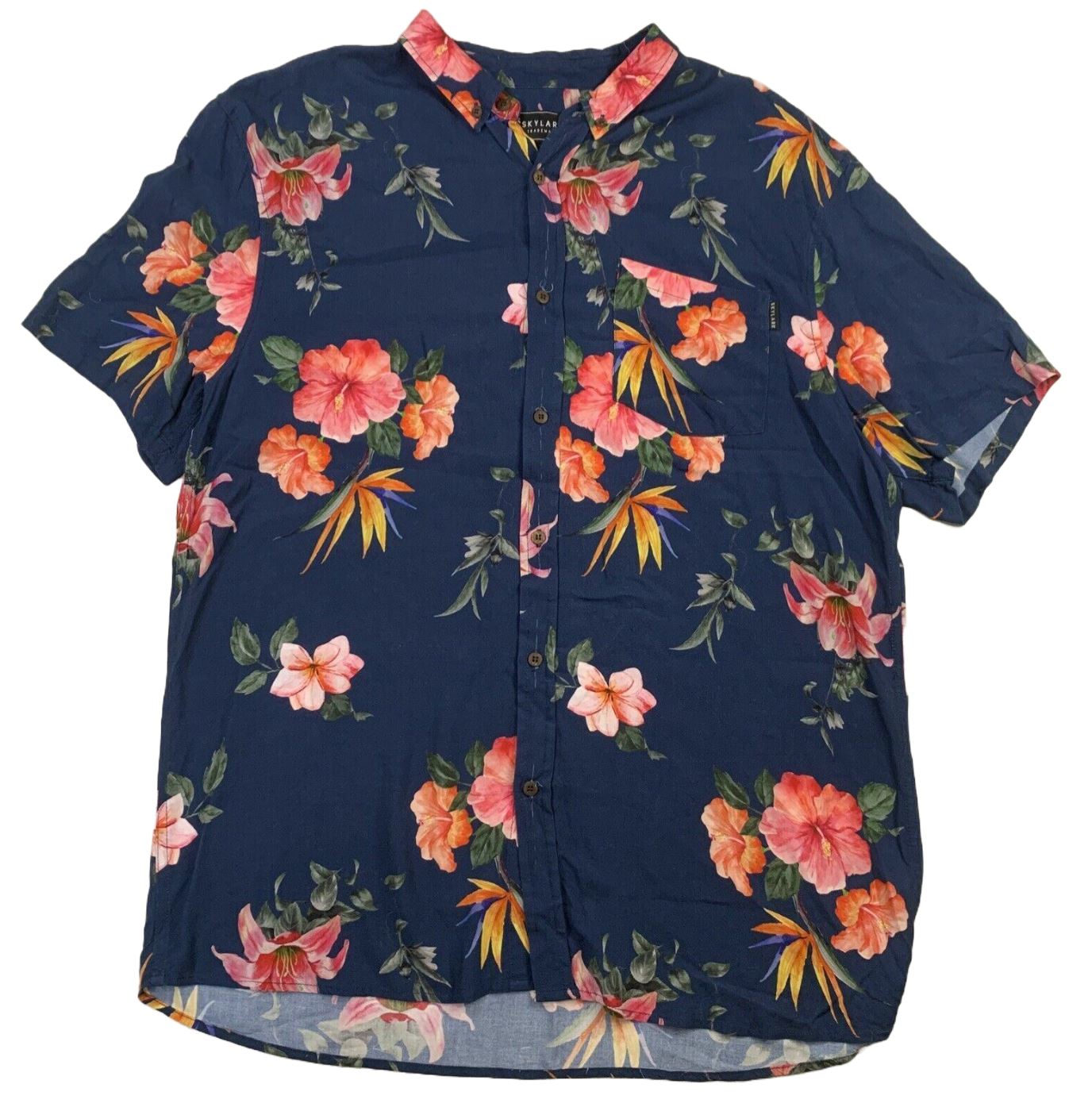Skylark Mens Casual Button Up Short Sleeve Shirt Size Large