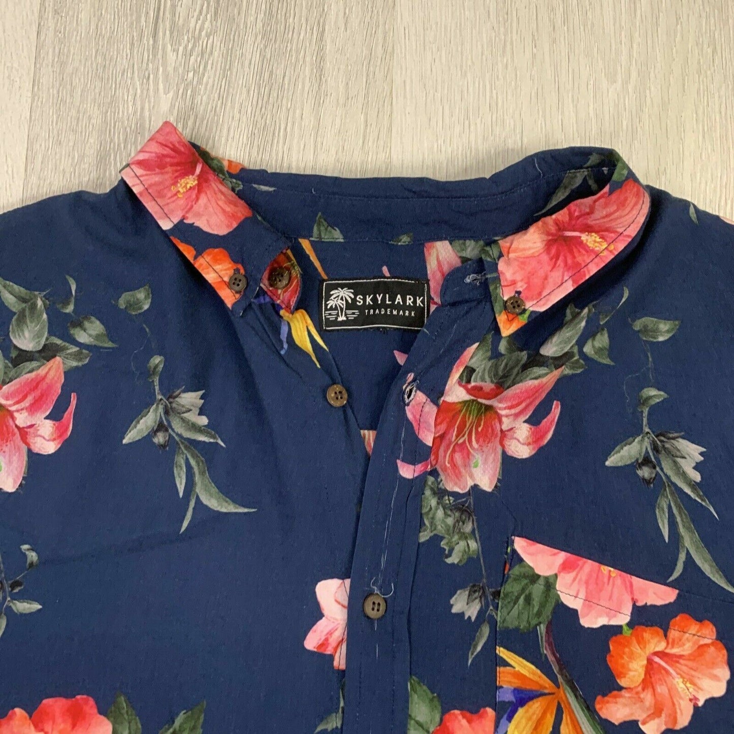 Skylark Mens Casual Button Up Short Sleeve Shirt Size Large