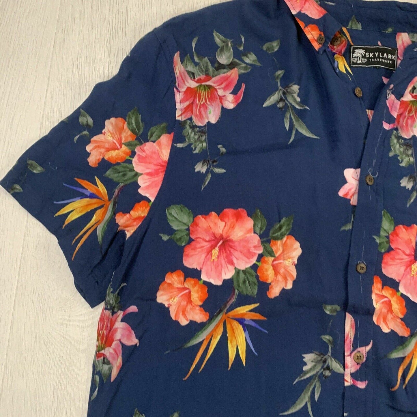 Skylark Mens Casual Button Up Short Sleeve Shirt Size Large