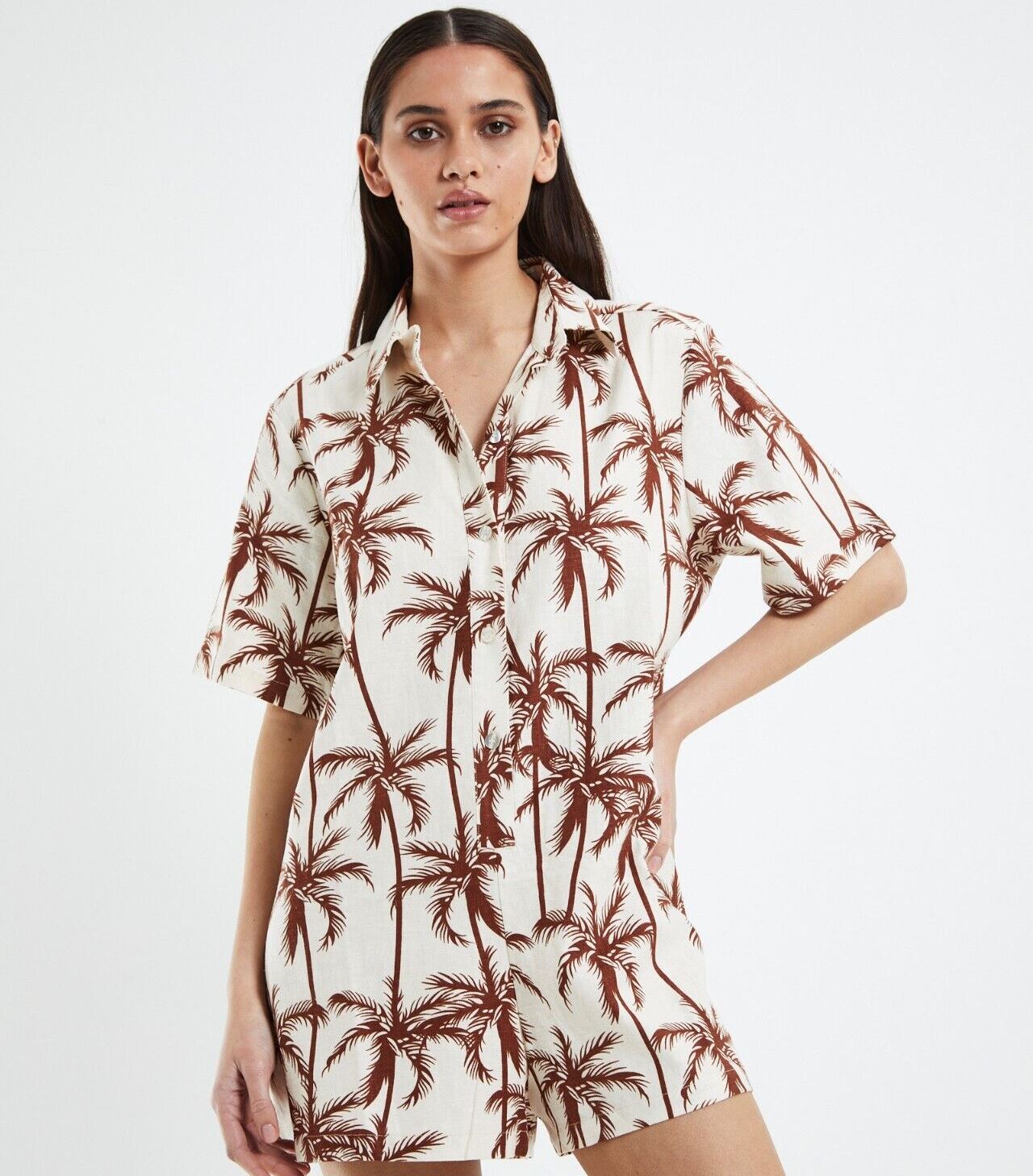 Insight Womens Relaxed Fit Palm Tree Pattern Playsuit Size M (New)
