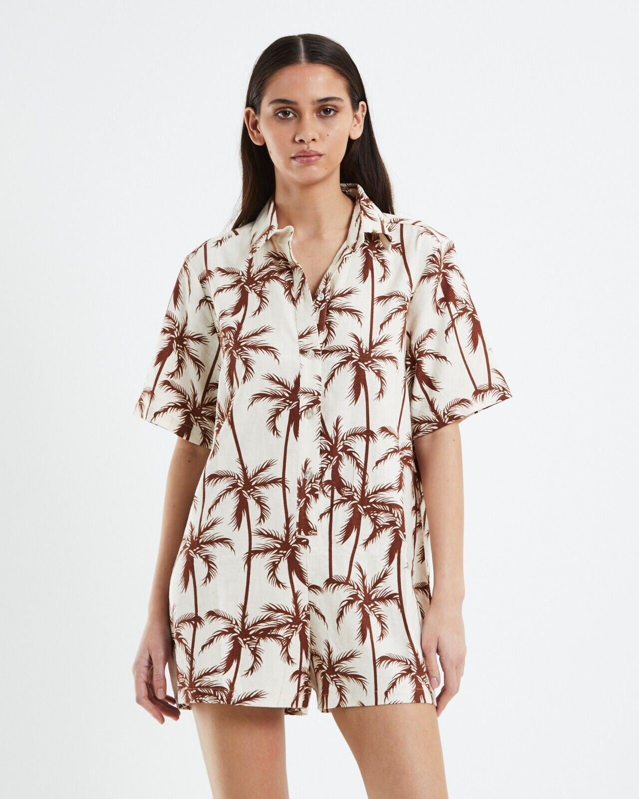 Insight Womens Relaxed Fit Palm Tree Pattern Playsuit Size M (New)