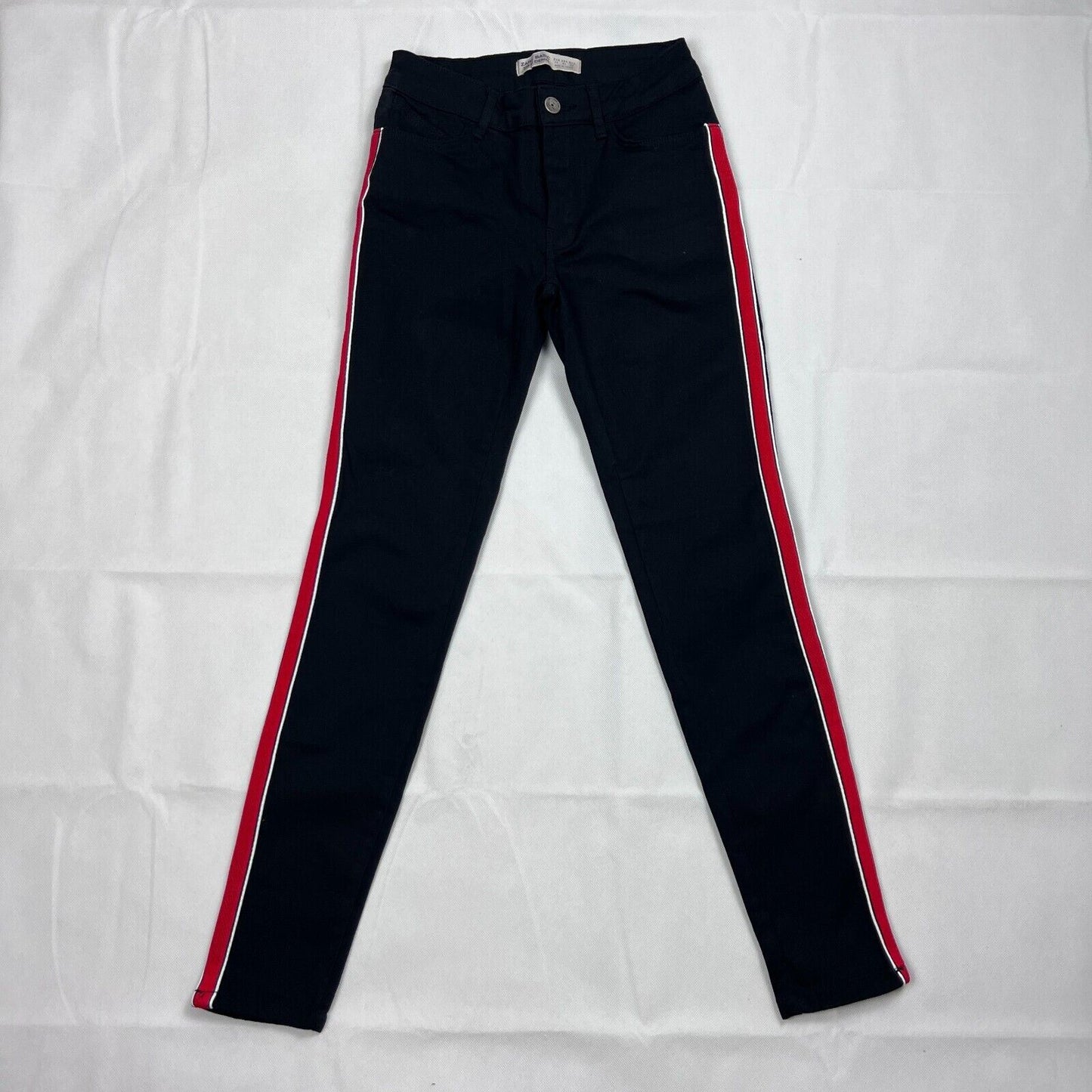 Zara Womens Black Jeans With Red Taping Size 4 US