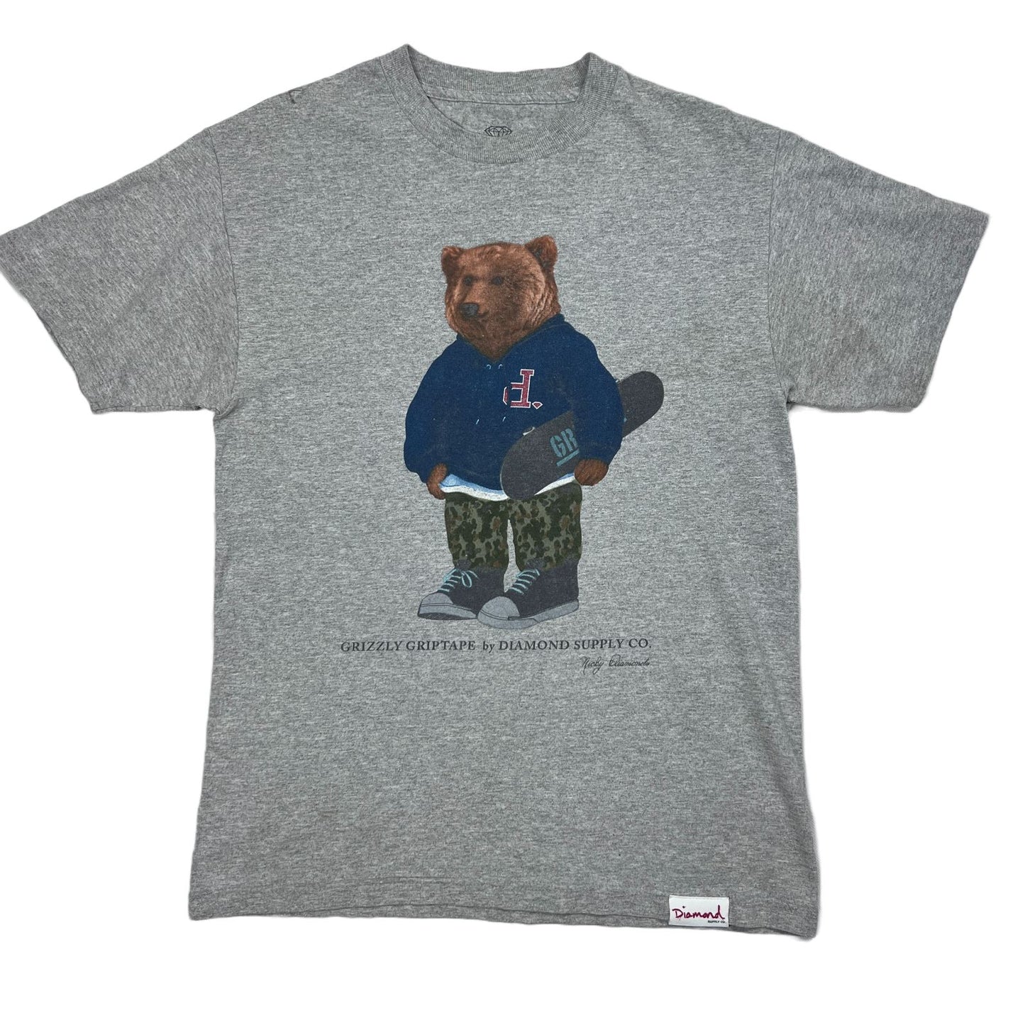 Diamond Supply Co Grizzly Griptape Mens Grey T-Shirt Size medium