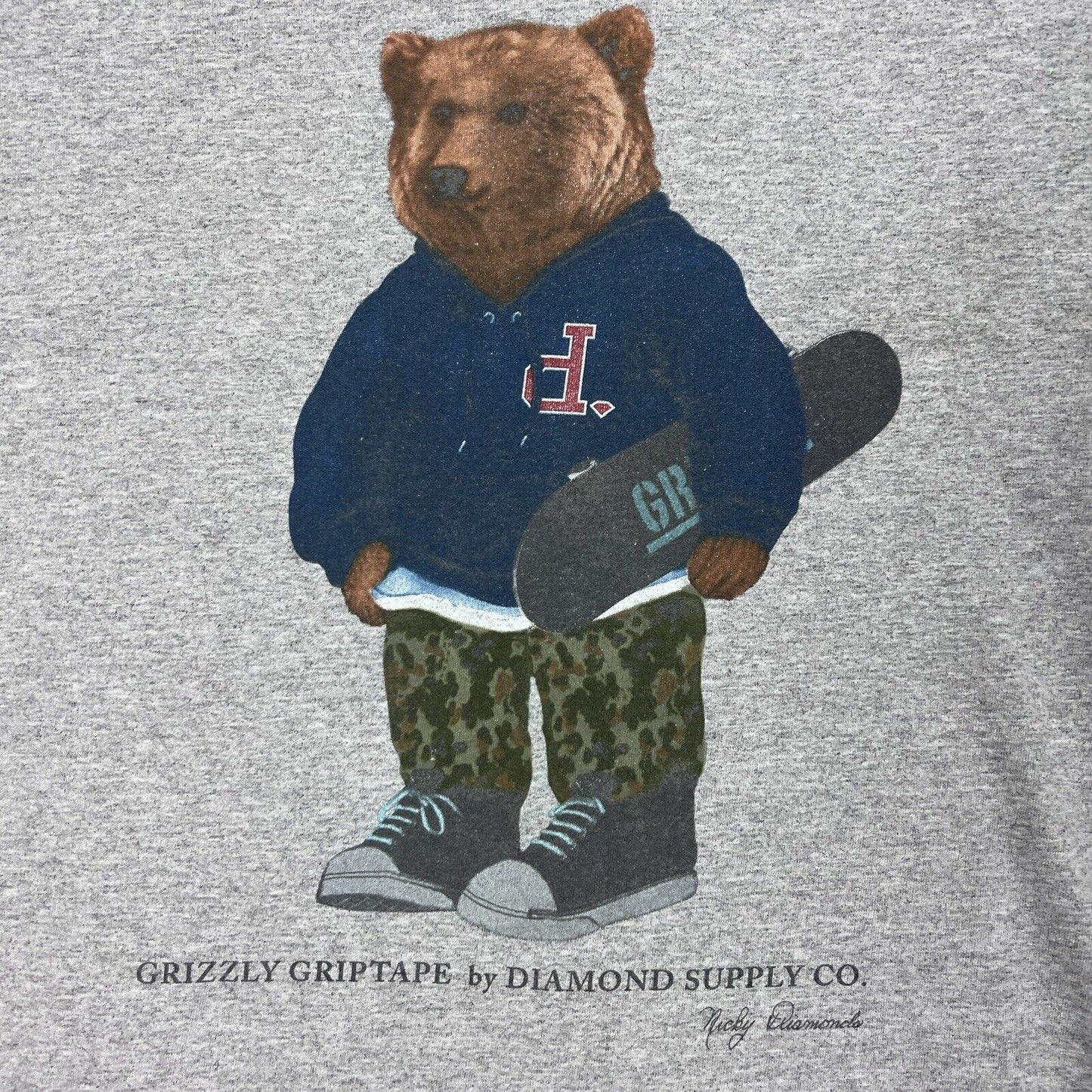 Diamond Supply Co Grizzly Griptape Mens Grey T-Shirt Size medium