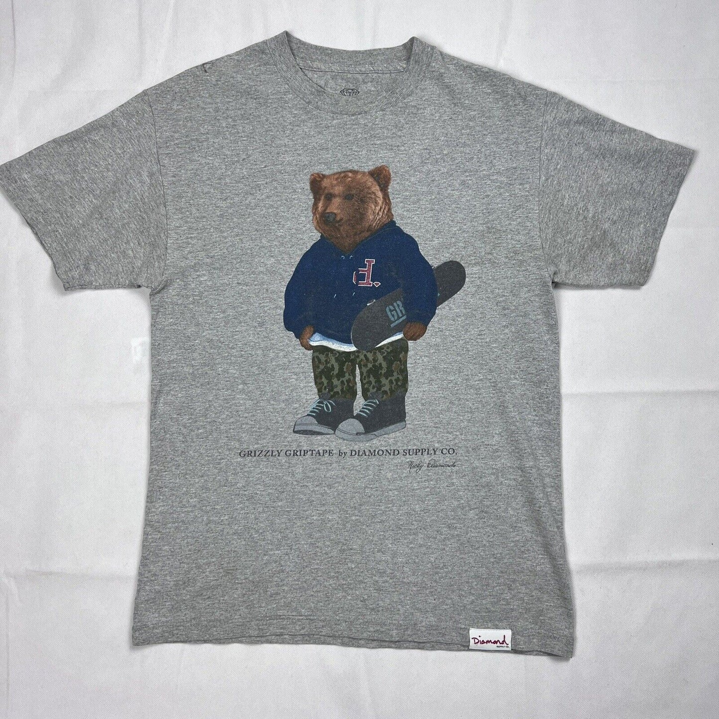 Diamond Supply Co Grizzly Griptape Mens Grey T-Shirt Size medium