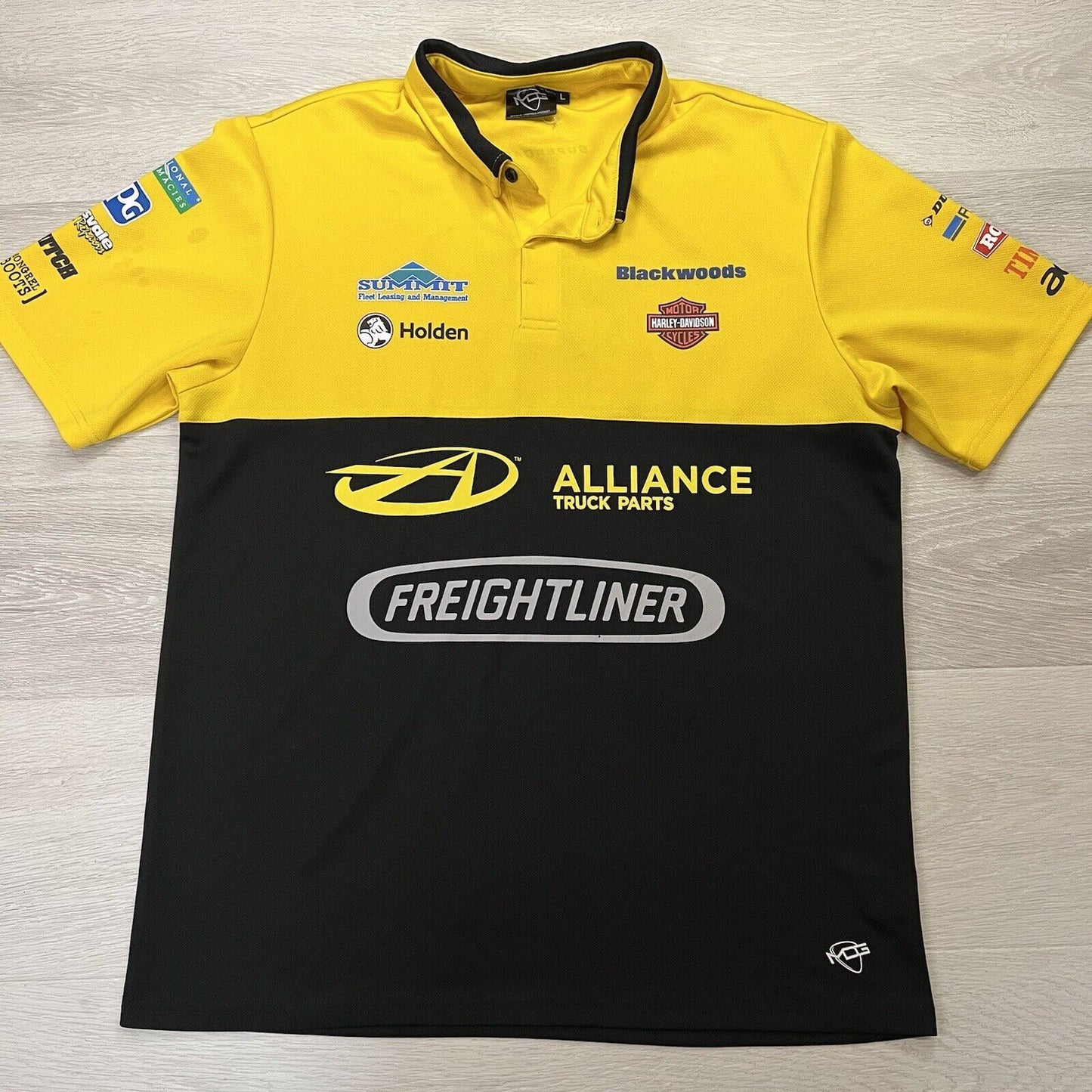 MDG V8 Supercars Mens Yellow Polo Shirt Size Large