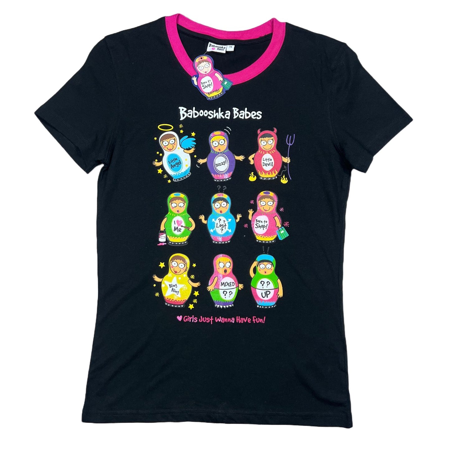 Babooshka Babes Womens Black T-Shirt Size Medium (new)