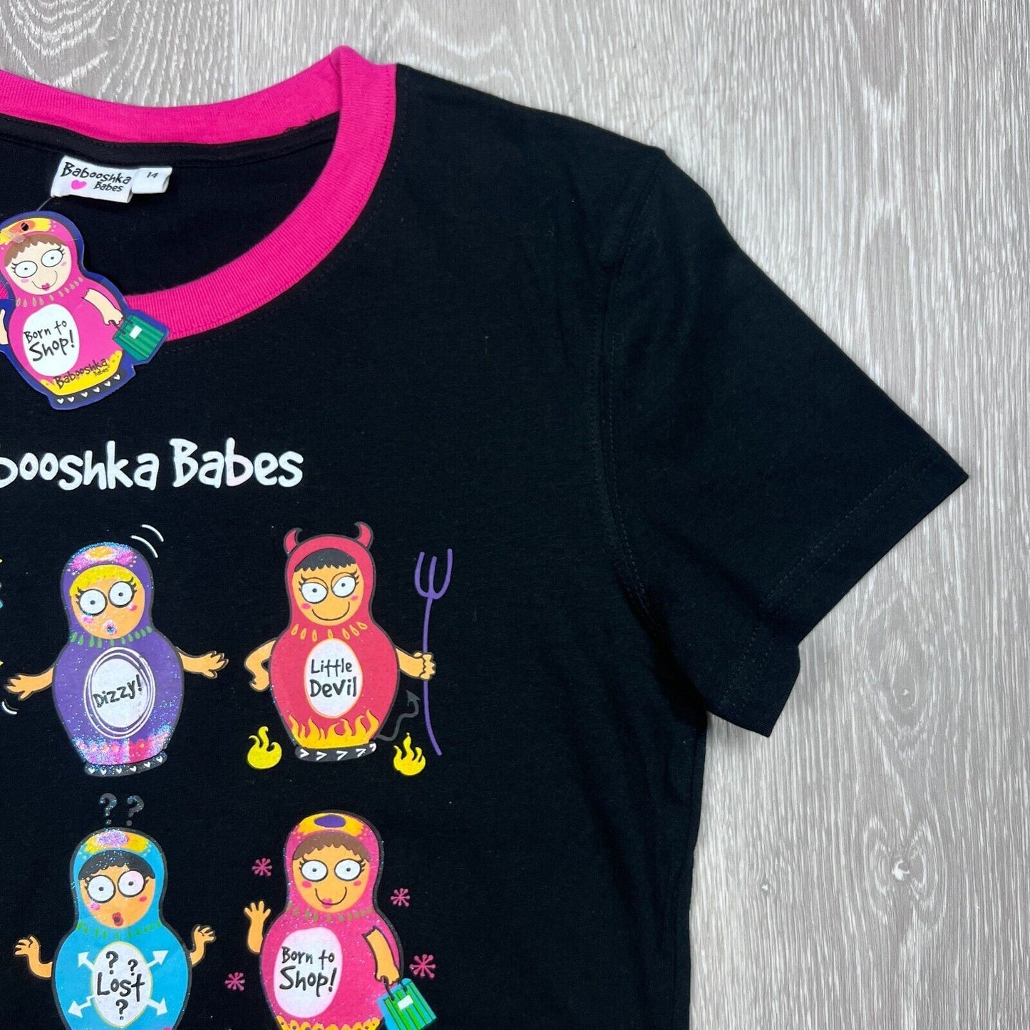 Babooshka Babes Womens Black T-Shirt Size Medium (new)