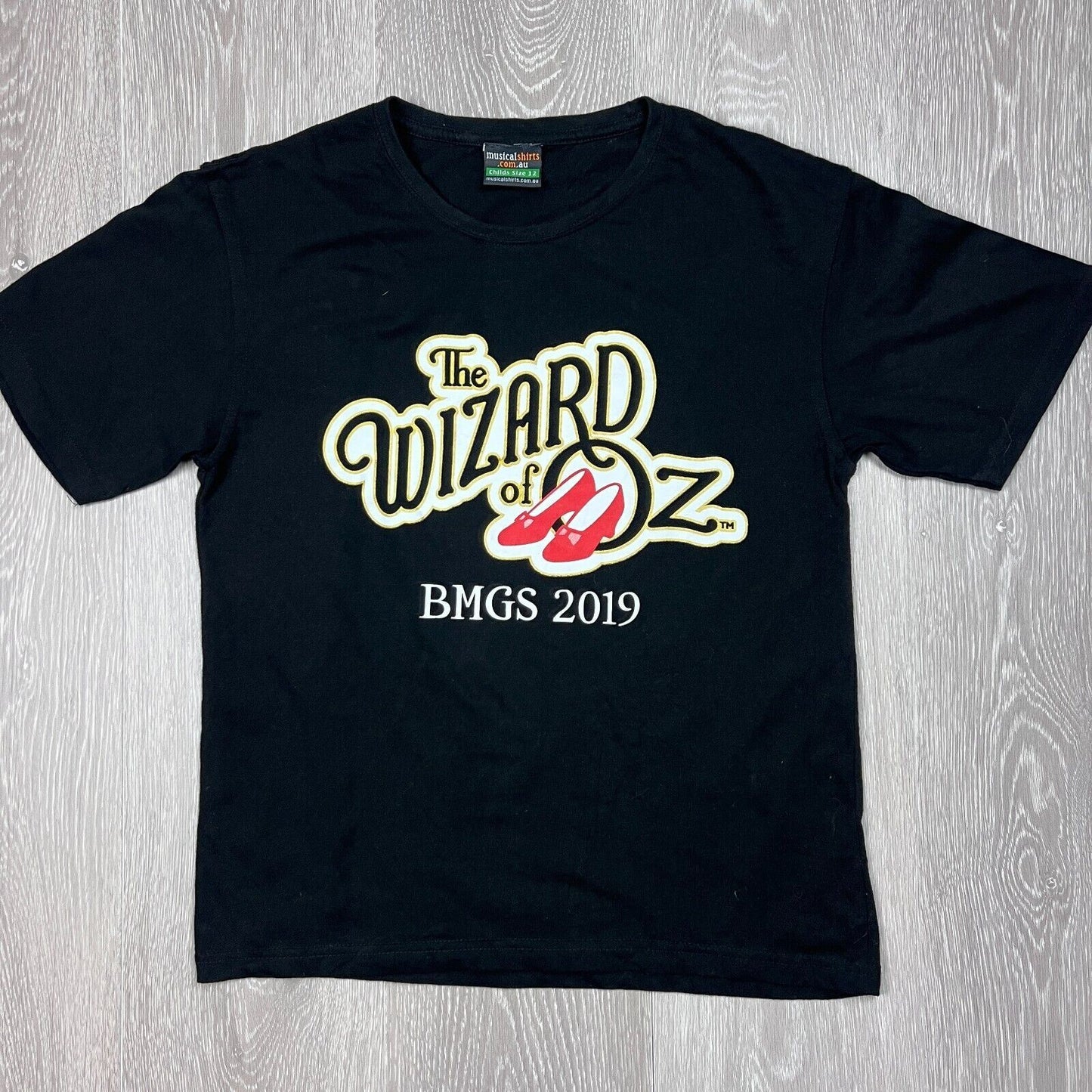 Disney Aladdin JR & The Wizard of Oz Kids Black T-Shirts Size 12 Years