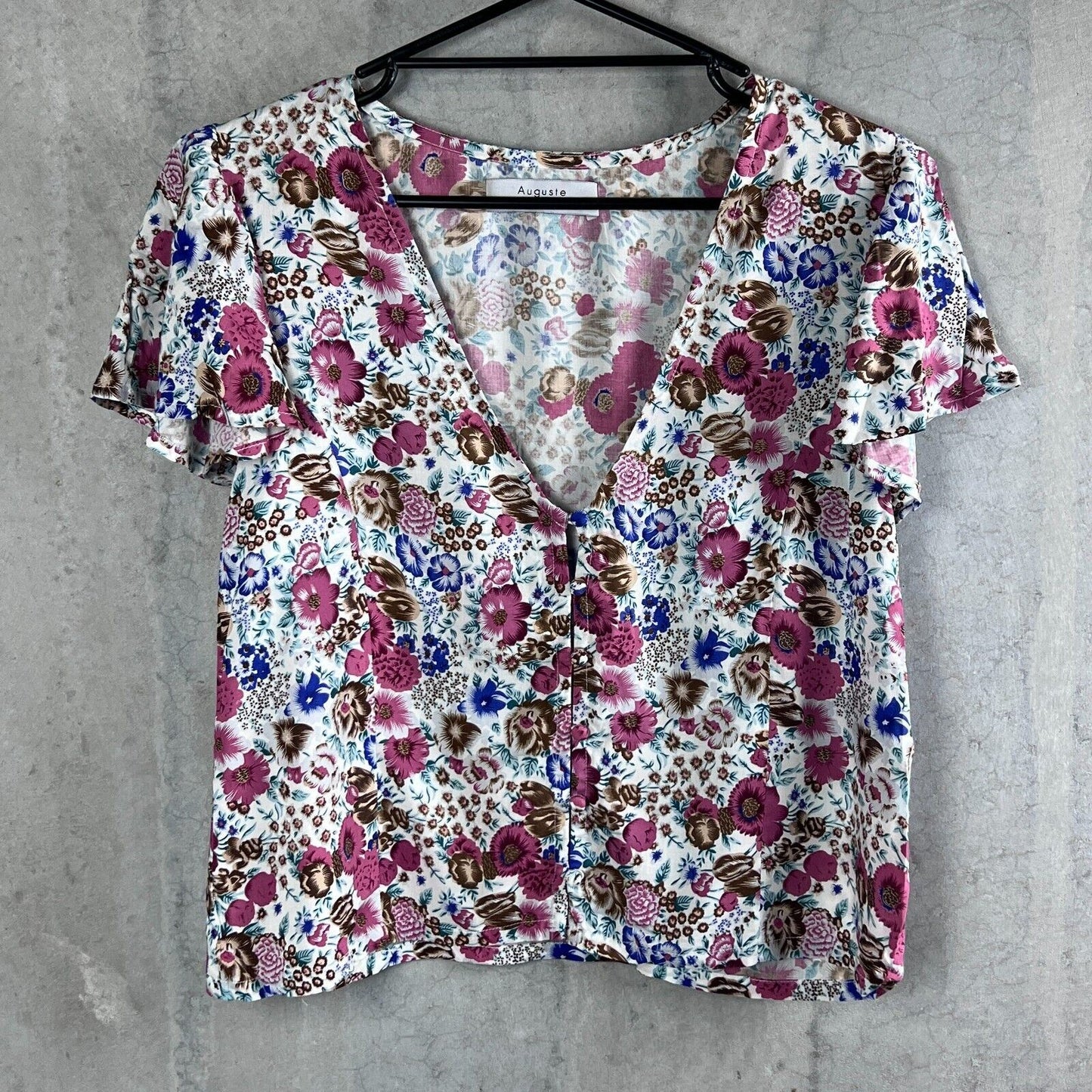 Auguste Womens Floral Pattern Top Size 6