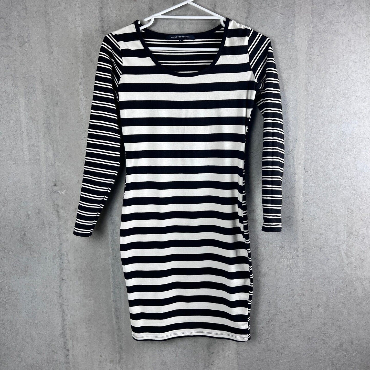 French Connection Womens Long Sleeve Bodycon Striped Dress Size Small