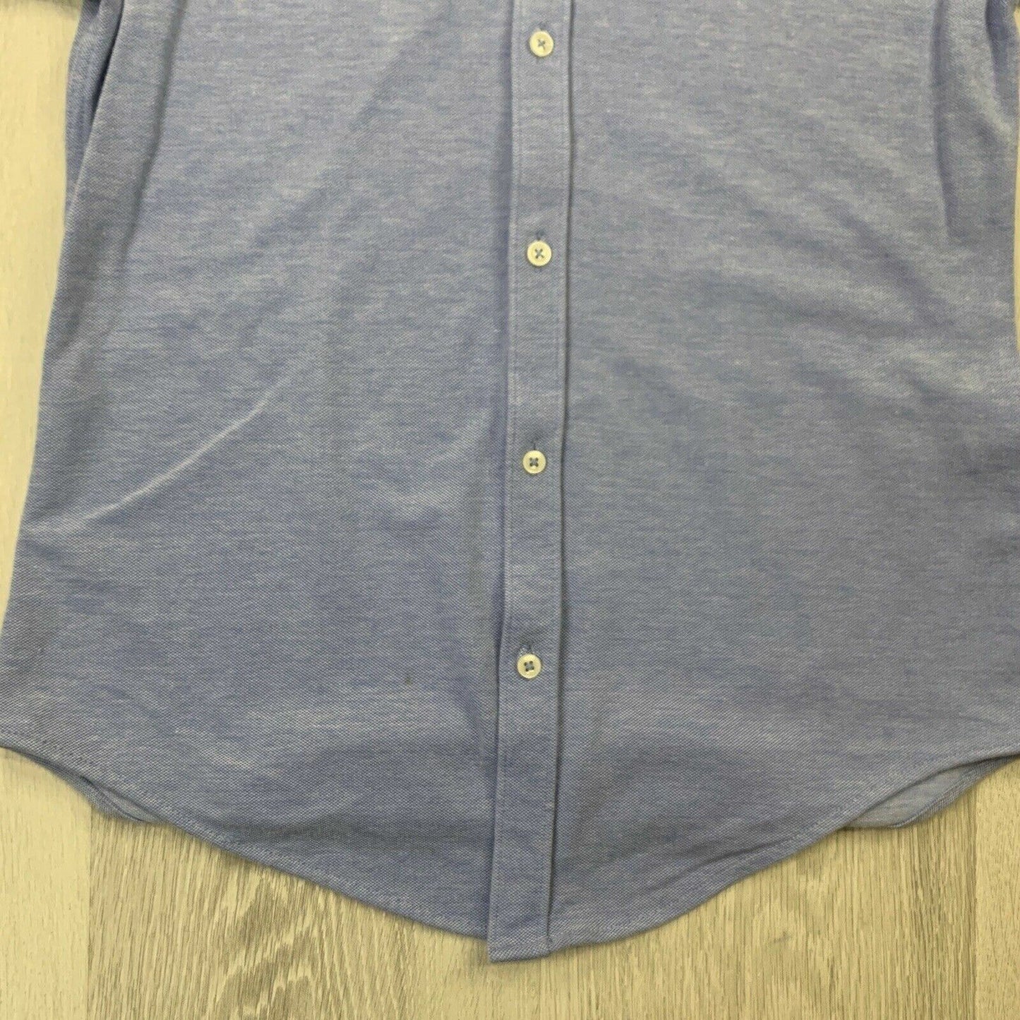 Zara Grandad Collar Blue Button Up Polo Shirt Slim Fit Size Small