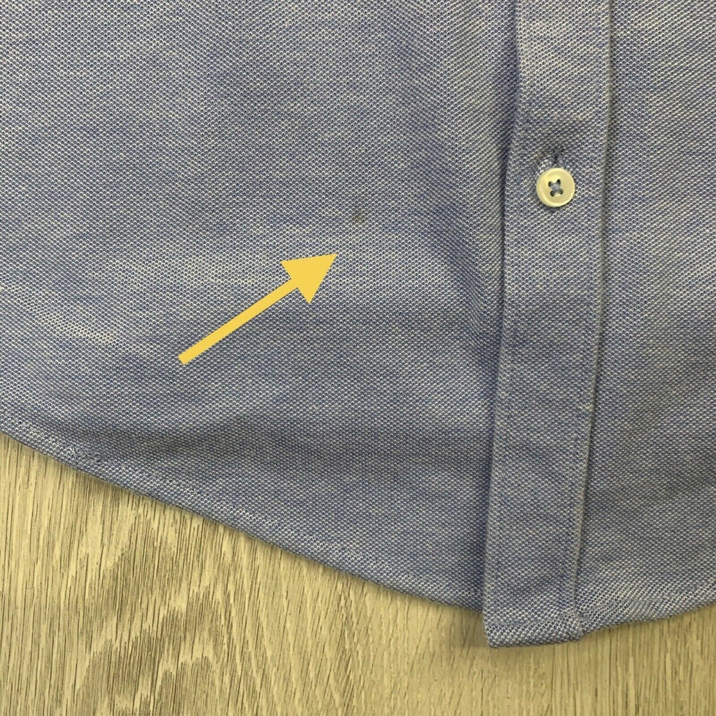 Zara Grandad Collar Blue Button Up Polo Shirt Slim Fit Size Small