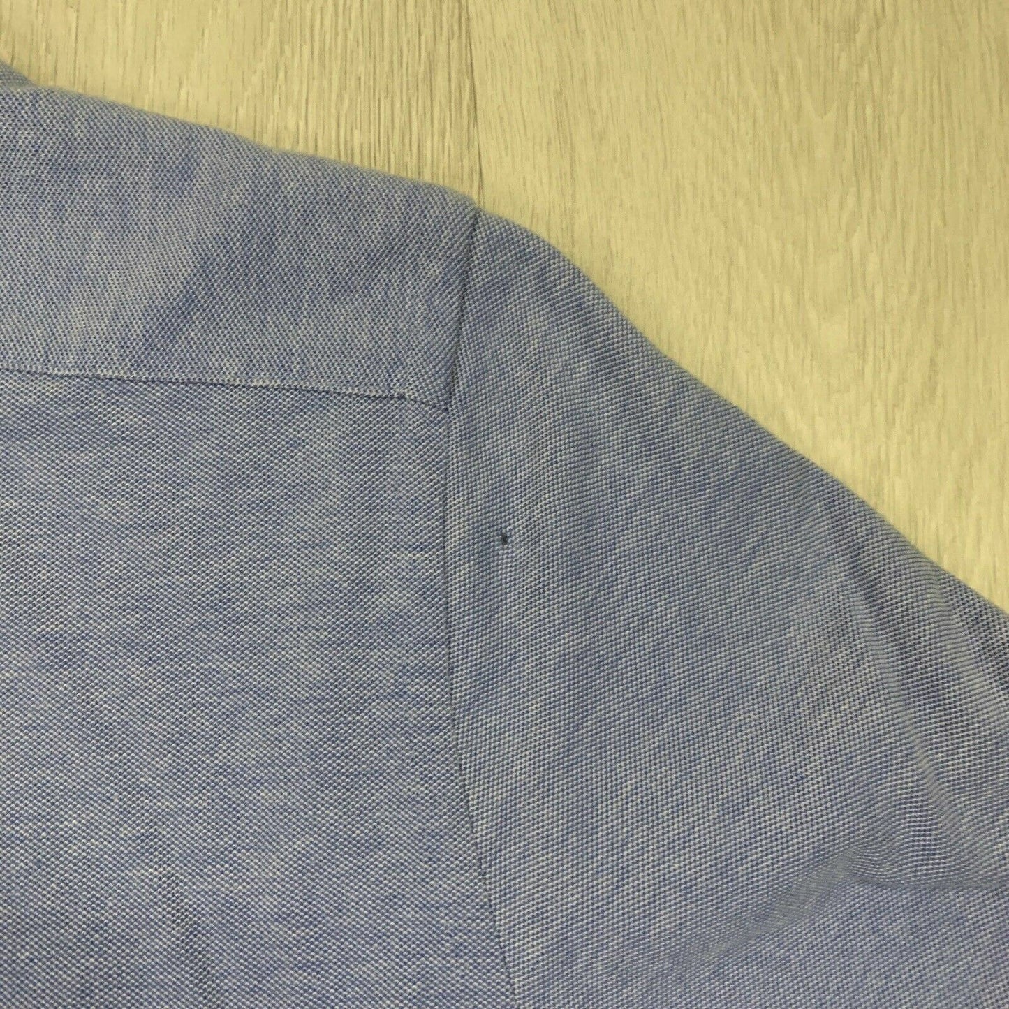 Zara Grandad Collar Blue Button Up Polo Shirt Slim Fit Size Small