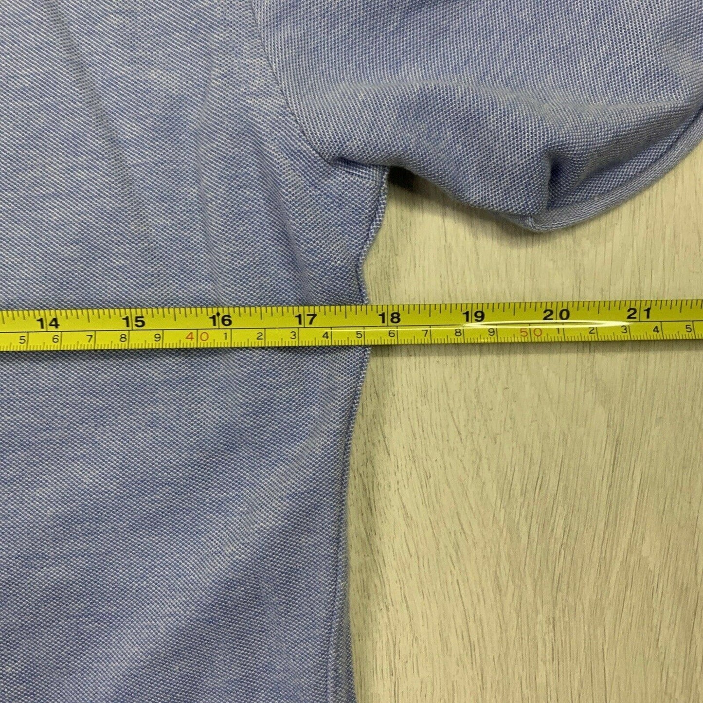 Zara Grandad Collar Blue Button Up Polo Shirt Slim Fit Size Small