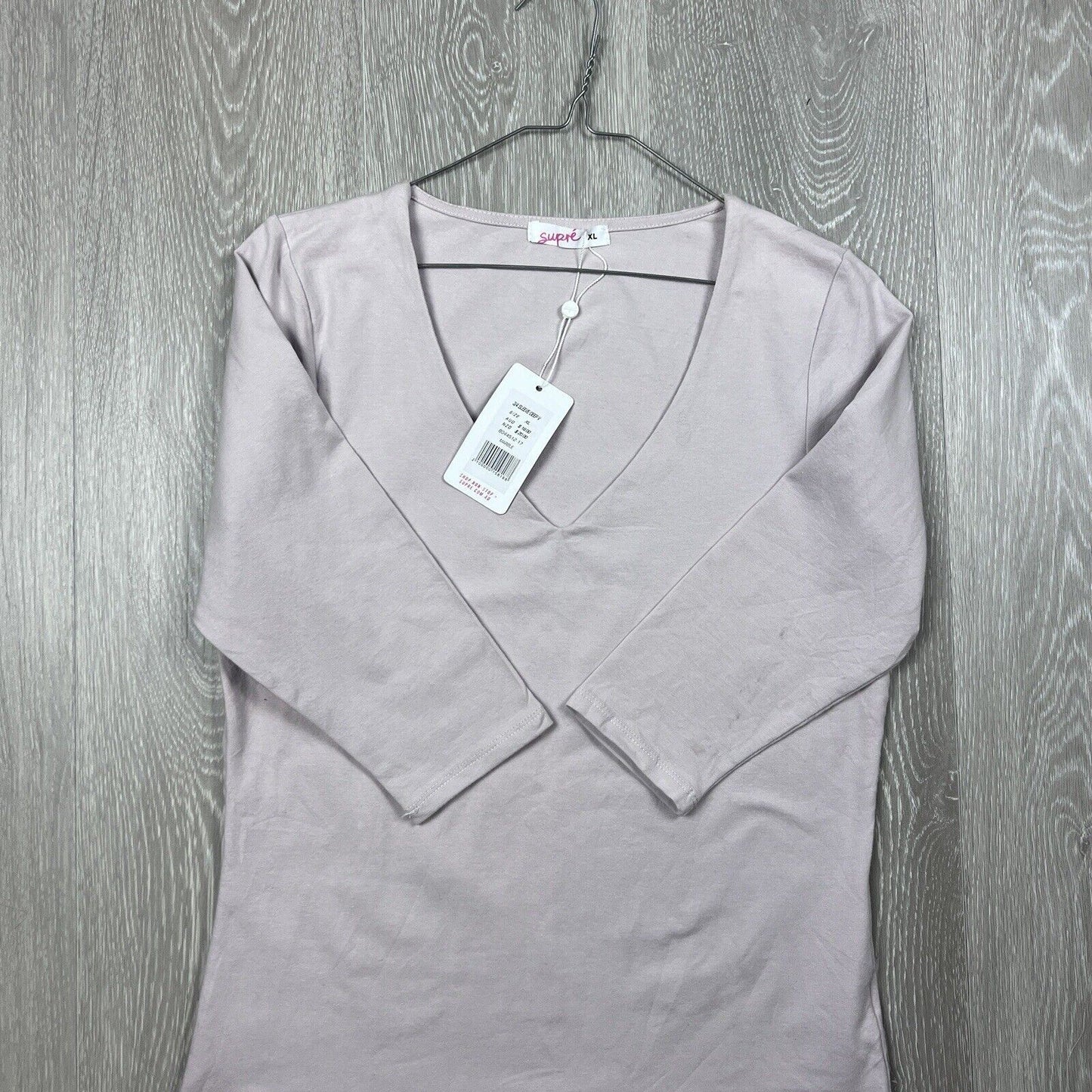 Supre Womens 3/4 Sleeve Deep V-Neck T-Shirt Size XL (New)