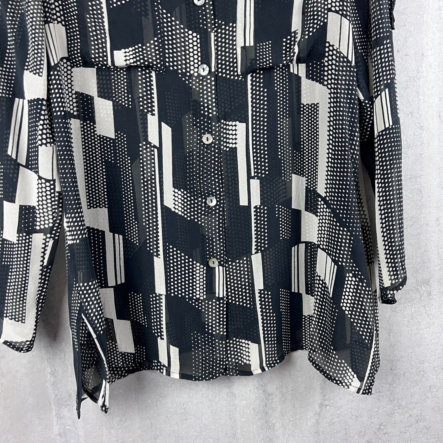Tess 100% Silk Womens Sheer Button Up Long Sleeve Shirt Size 10