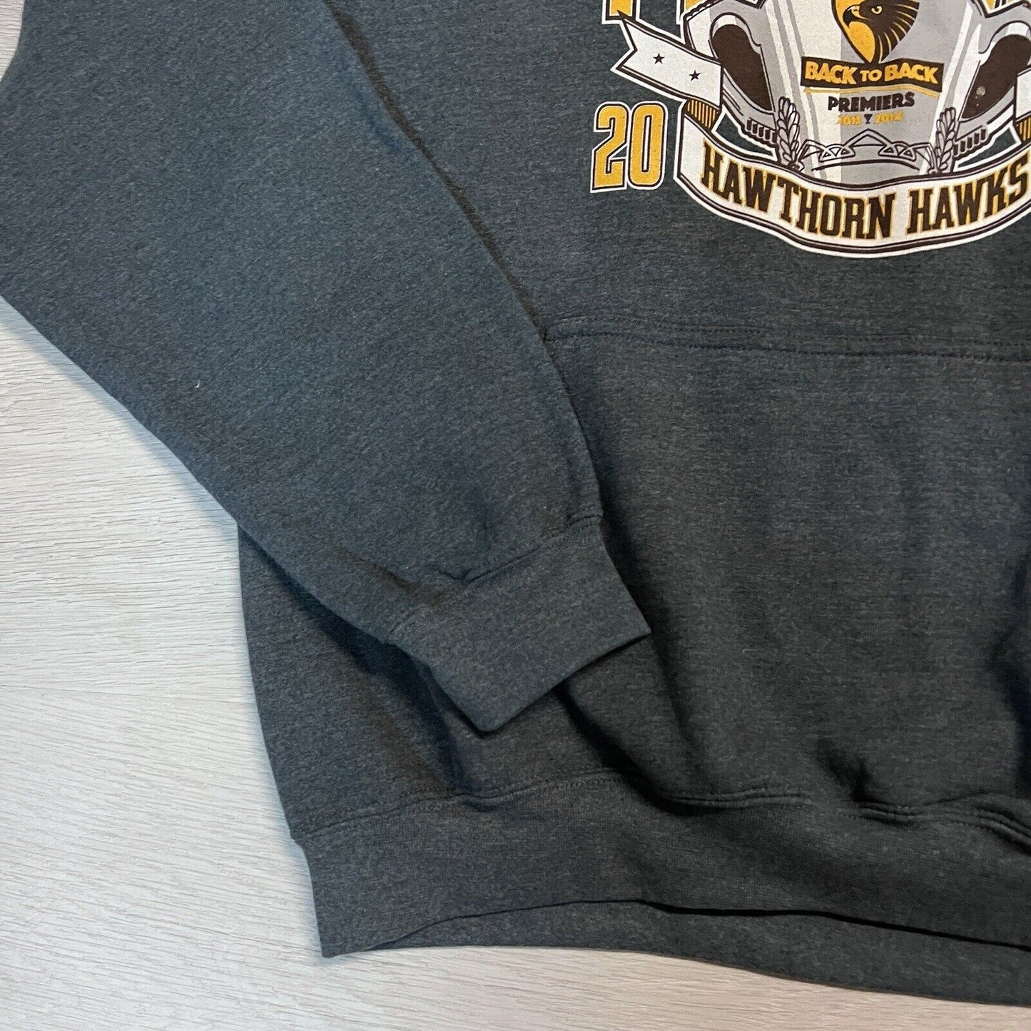 AFL Hawthorn Hawks 2014 Back 2 Back Premiers Mens Pullover Hoodie Size Large